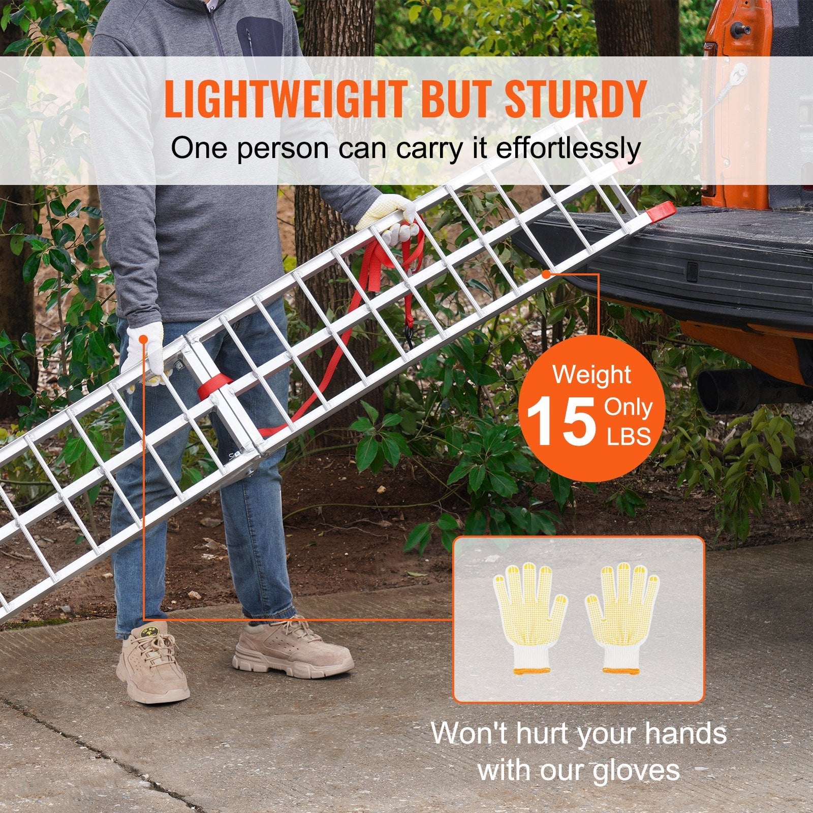 VEVOR Motorcycle Ramps, 750lbs Folding Loading Ramps for Pickup Trucks Bed, Trailers Ramp with Load Straps for Motorcycle, Dirt Bike, UTV, Lawn Mower, Truck, Snowblower, Cargo Trailer, 89"L x 12"W,1Pc 