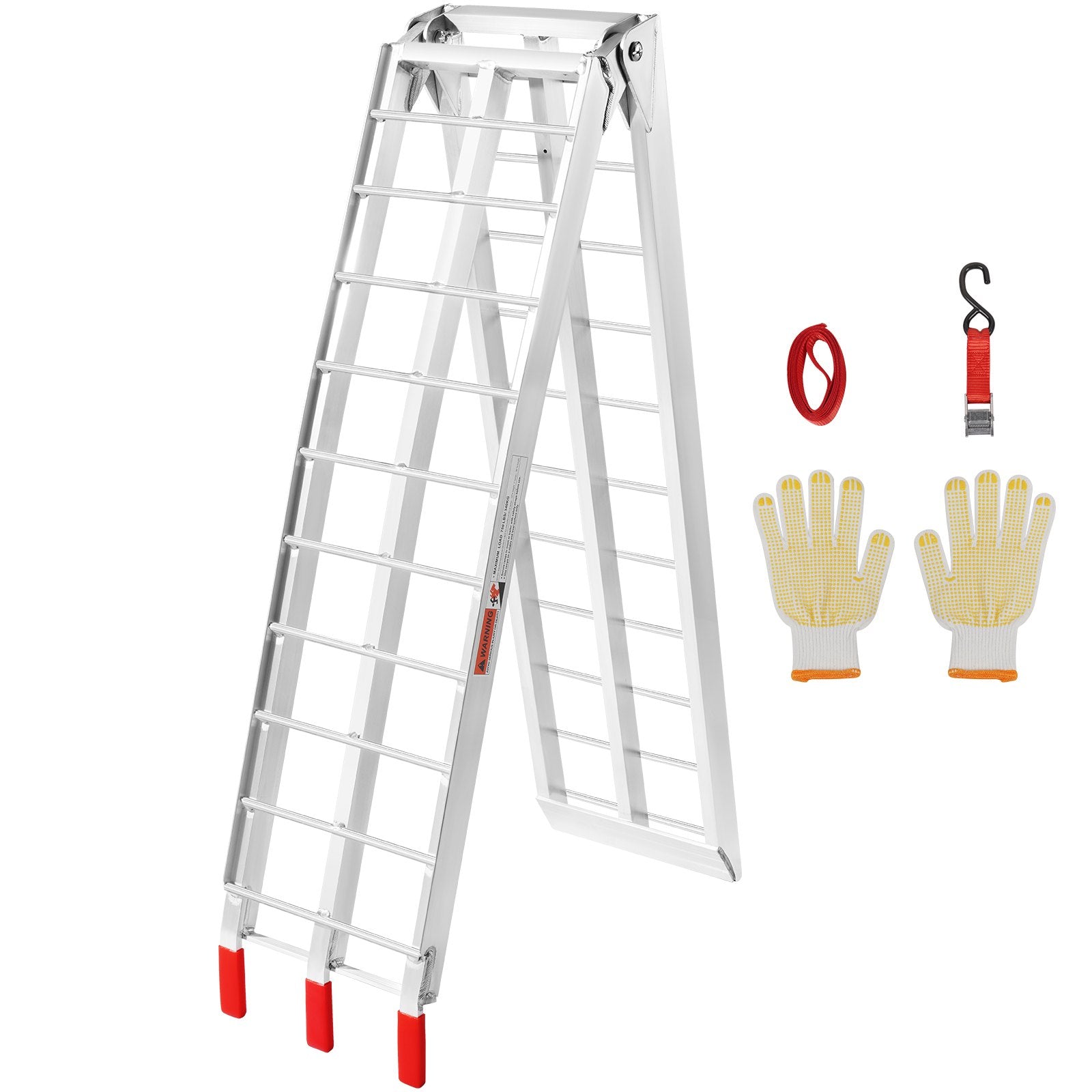 VEVOR Motorcycle Ramps, 750lbs Folding Loading Ramps for Pickup Trucks Bed, Trailers Ramp with Load Straps for Motorcycle, Dirt Bike, UTV, Lawn Mower, Truck, Snowblower, Cargo Trailer, 89"L x 12"W,1Pc 