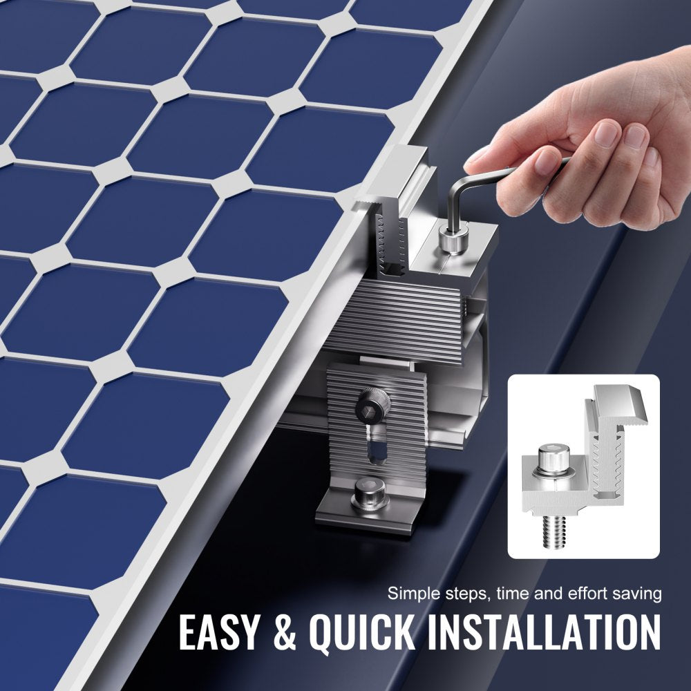 VEVOR Solar Panel Z Mounting Bracket 35-50mm Adjustable Bracket End Clamps 20PCS 