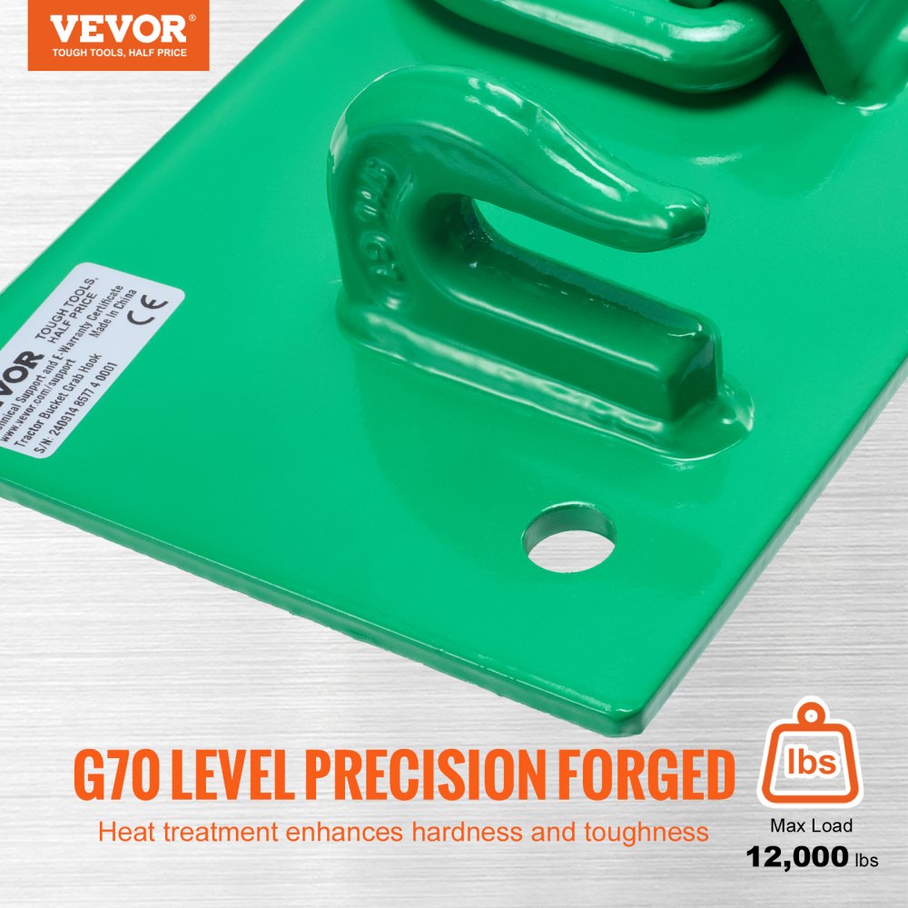 VEVOR 5/16" Tractor Bucket Hooks Grade 70 Steel Grab Hooks Heavy Duty 12,000 lbs 