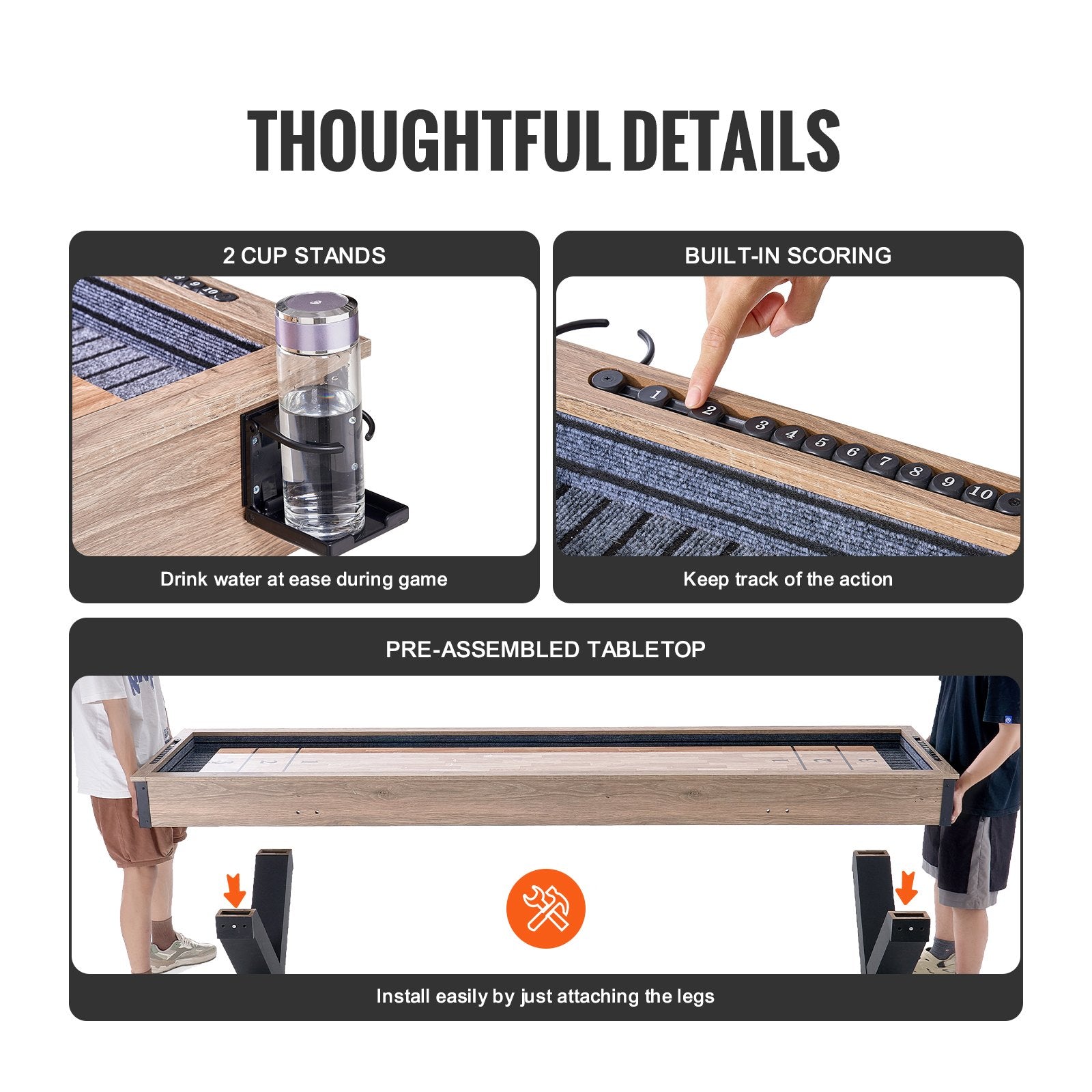 VEVOR 9 ft Shuffleboard Table 2 in 1 Shuffleboard and Bowling Combo Game Set 