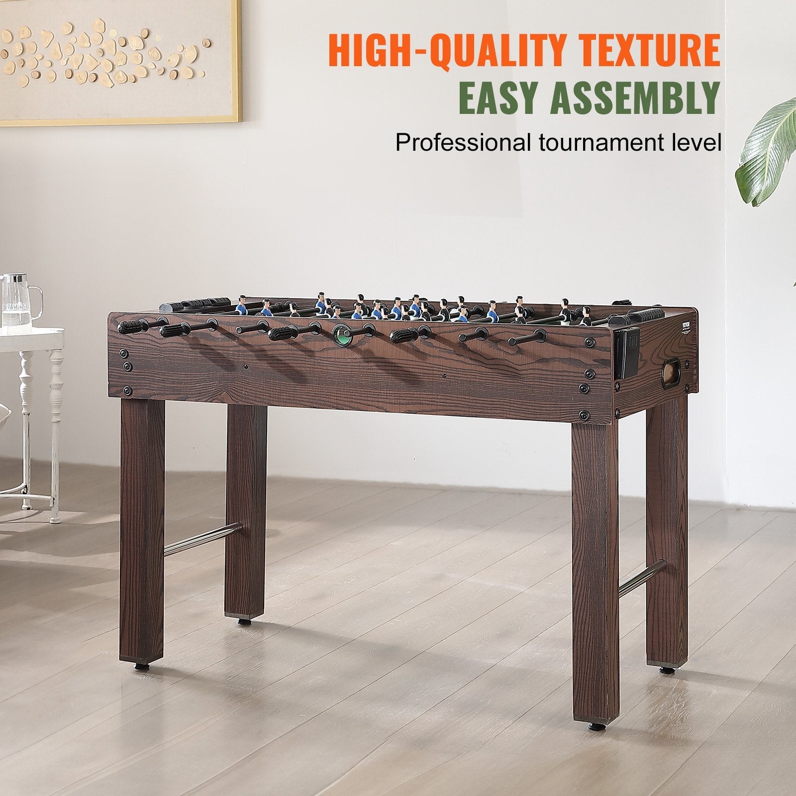 VEVOR Foosball Table, 48 inch Standard Size Foosball Table, Indoor Full Size Foosball Table for Home, Family, and Game Room, Soccer with Foosball Table Set, Includes 2 Balls and 2 Cup Holders 