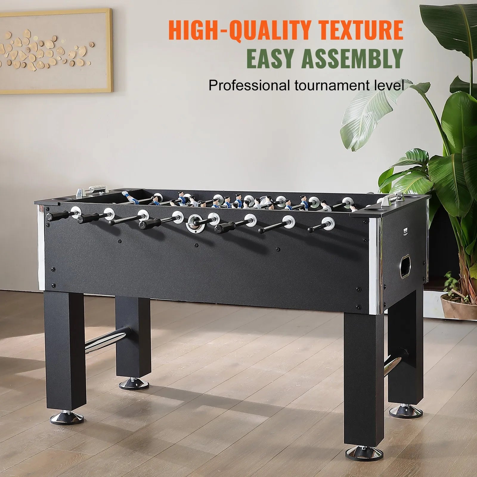 VEVOR Foosball Table, 55 inch Standard Size Foosball Table, Indoor Full Size Foosball Table for Home, Family, and Game Room, Soccer with Foosball Table Set, Includes 4 Balls and 4 Cup Holders