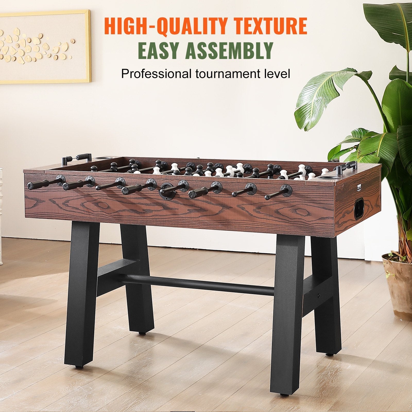 VEVOR Foosball Table, 55 inch Standard Size Foosball Table, Indoor Full Size Foosball Table for Home, Family, and Game Room, Soccer with Foosball Table Set, Includes 4 Balls and 2 Cup Holders 