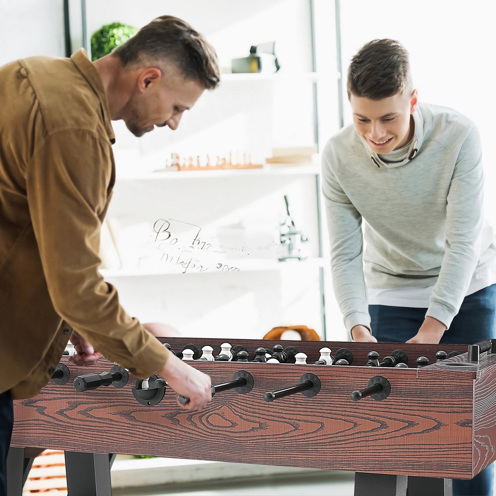 VEVOR Foosball Table, 55 inch Standard Size Foosball Table, Indoor Full Size Foosball Table for Home, Family, and Game Room, Soccer with Foosball Table Set, Includes 4 Balls and 2 Cup Holders 