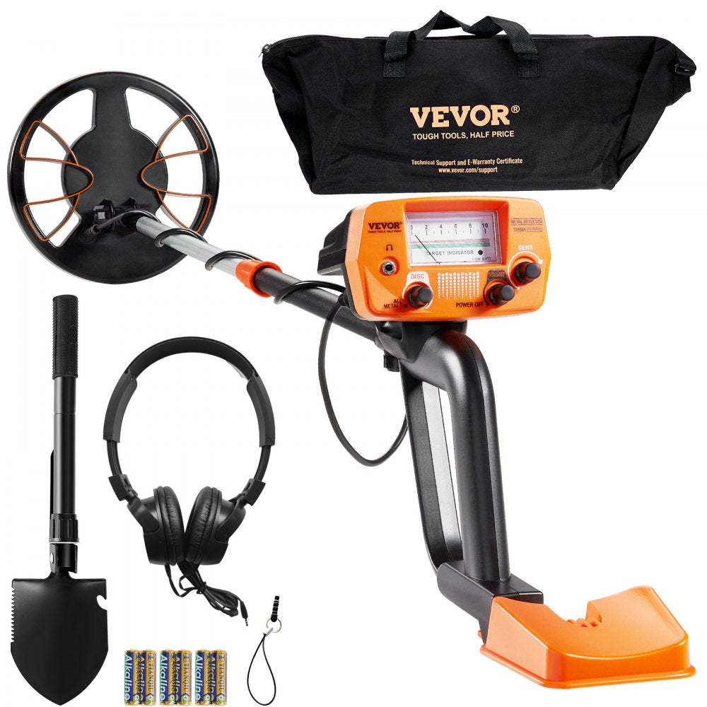 VEVOR Metal Detector for Adults & Kids, 8 Inch Waterproof Search Coil with High Accuracy Pointer Display, Adjustable 38''-49'' Gold Detector, Lightweight Aluminum Stem for Detecting Gold Treasure 