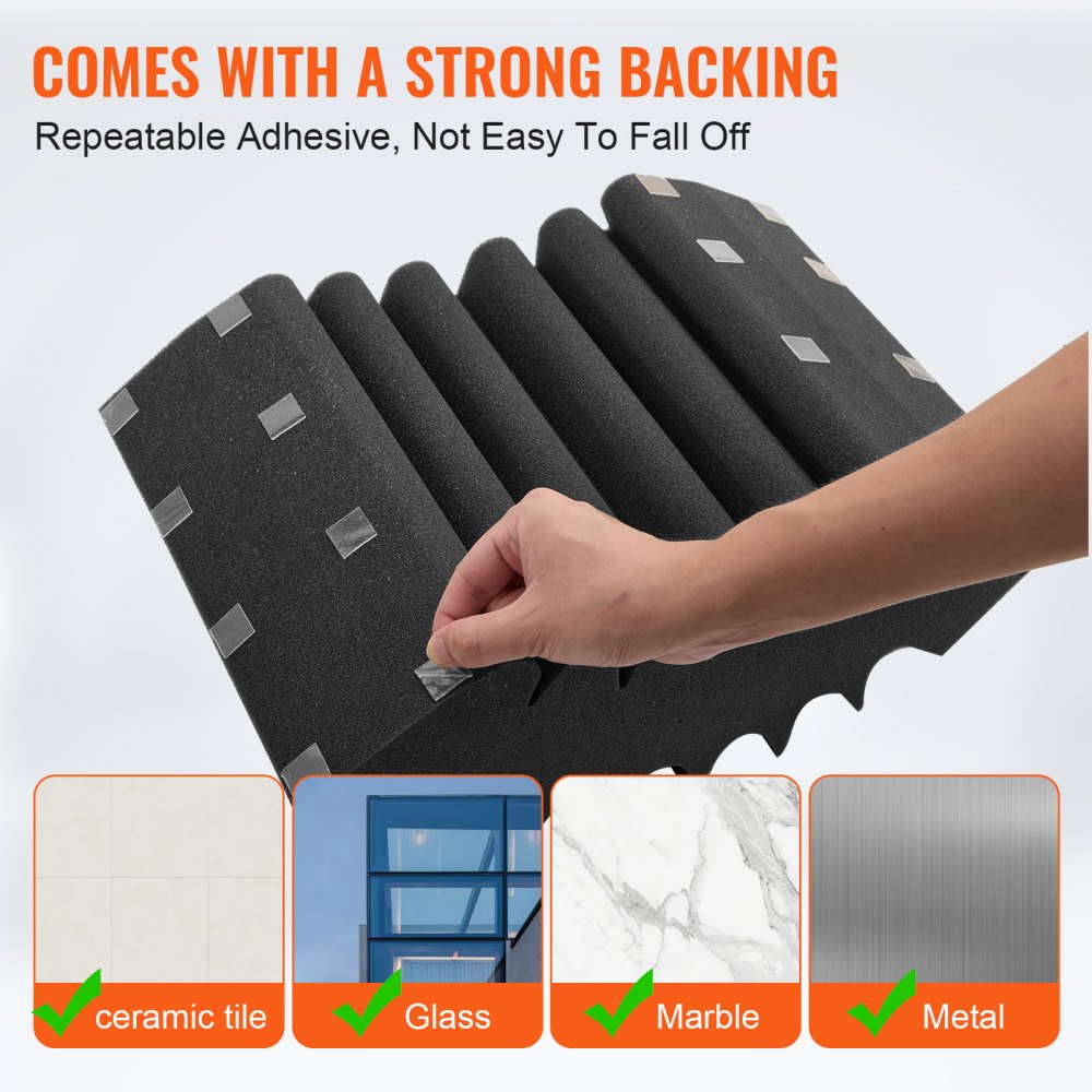 VEVOR Acoustic Foam Panels 4 Pack 16.5 x 6.3 x 12 in Adhesive for Wall Ceiling 