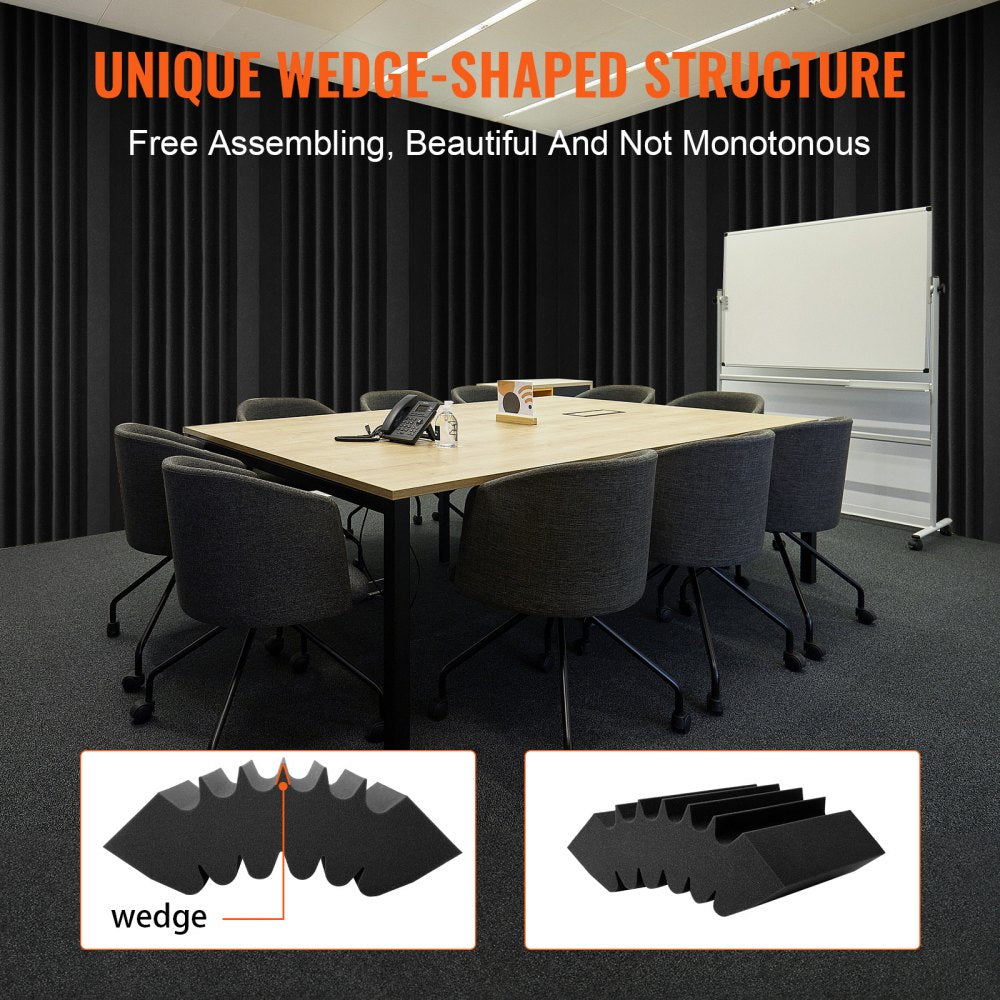 VEVOR Acoustic Foam Panels 4 Pack 16.5 x 6.3 x 12 in Adhesive for Wall Ceiling 
