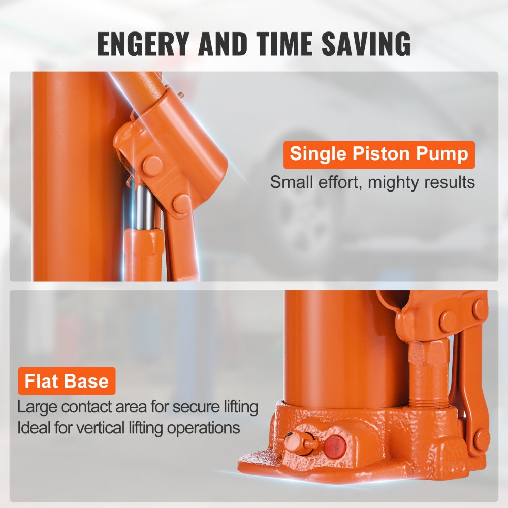 VEVOR Hydraulic Long Ram Jack, 4 Ton Engine Hoist Cylinder with Single Piston Pump And Flat Base, Hydraulic Ram Cylinder for Engine Lift Hoists, Hydraulic Garage/Shop Cranes, Mechanical, Farm 