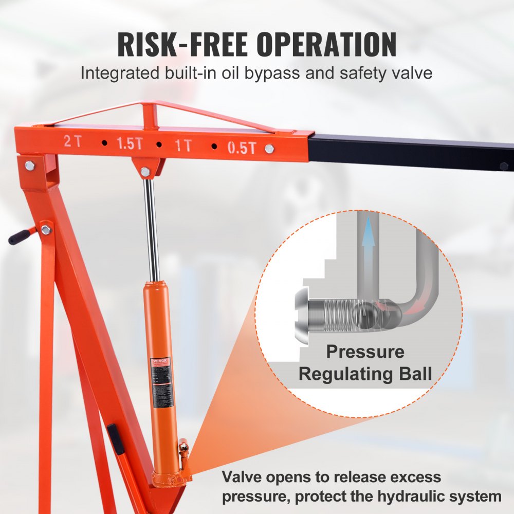 VEVOR Hydraulic Long Ram Jack, 4 Ton Engine Hoist Cylinder with Single Piston Pump And Flat Base, Hydraulic Ram Cylinder for Engine Lift Hoists, Hydraulic Garage/Shop Cranes, Mechanical, Farm 