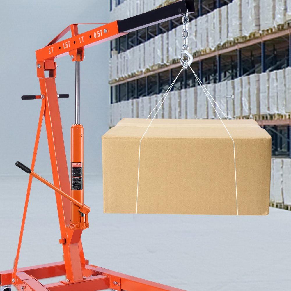 VEVOR Hydraulic Long Ram Jack, 4 Ton Engine Hoist Cylinder with Single Piston Pump And Flat Base, Hydraulic Ram Cylinder for Engine Lift Hoists, Hydraulic Garage/Shop Cranes, Mechanical, Farm 