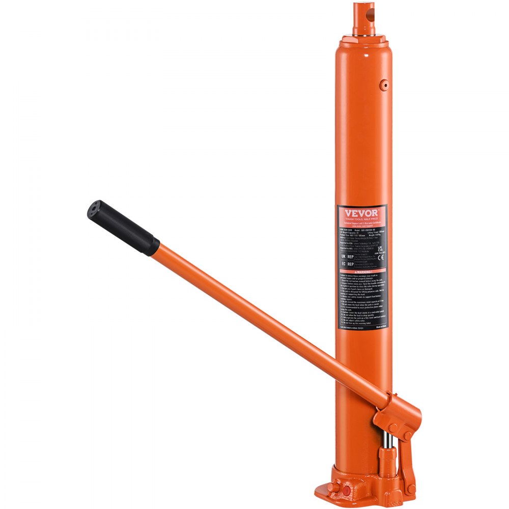 VEVOR Hydraulic Long Ram Jack, 4 Ton Engine Hoist Cylinder with Single Piston Pump And Flat Base, Hydraulic Ram Cylinder for Engine Lift Hoists, Hydraulic Garage/Shop Cranes, Mechanical, Farm 