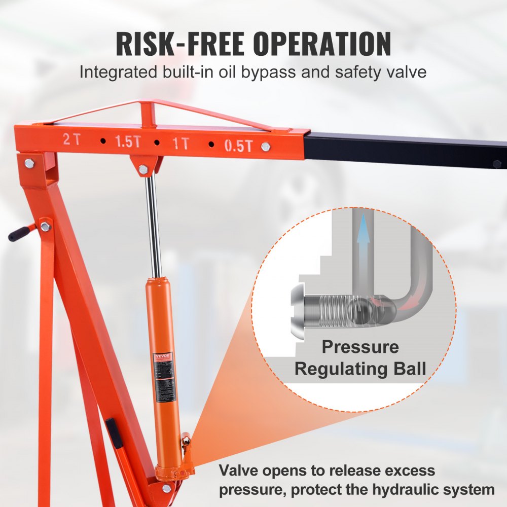VEVOR Hydraulic Long Ram Jack, 3 Ton Engine Hoist Cylinder with Single Piston Pump And Clevis Base, Hydraulic Ram Cylinder for Engine Lift Hoists, Hydraulic Garage/Shop Cranes, Mechanical, Farm 