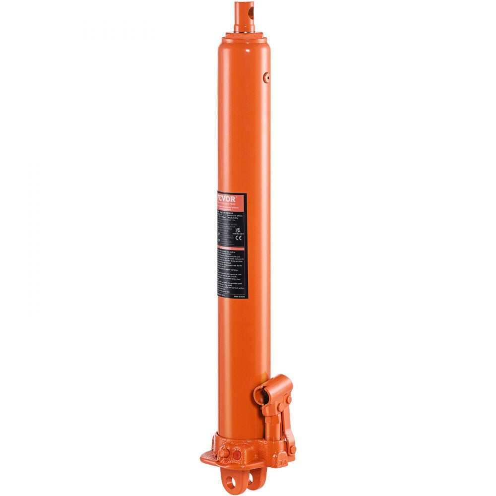 VEVOR Hydraulic Long Ram Jack, 3 Ton Engine Hoist Cylinder with Single Piston Pump And Clevis Base, Hydraulic Ram Cylinder for Engine Lift Hoists, Hydraulic Garage/Shop Cranes, Mechanical, Farm 