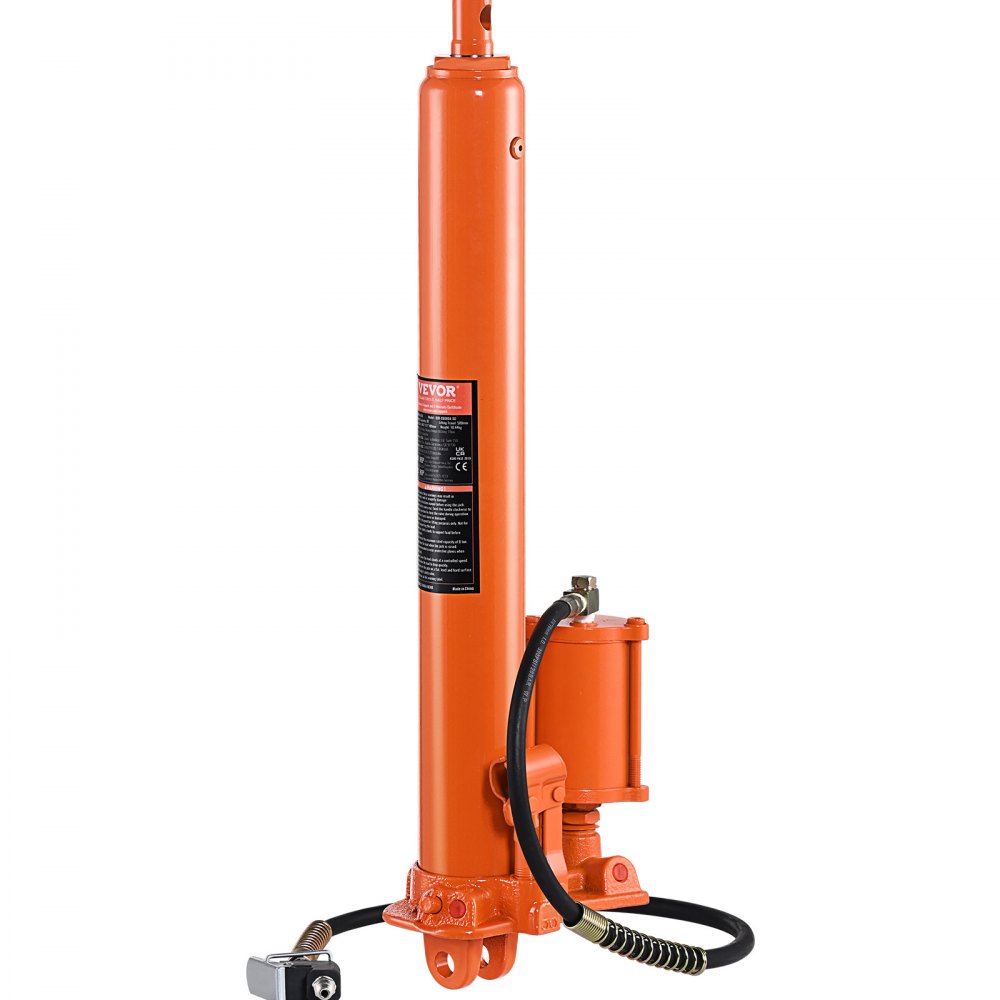 VEVOR Hydraulic Long Ram Jack, 8 Ton Engine Hoist Cylinder with Air Pump and Single Piston Pump, Hydraulic Ram Cylinder Clevis Base for Engine Lift Hoists, Garage/Shop Cranes, Mechanical, Farm 