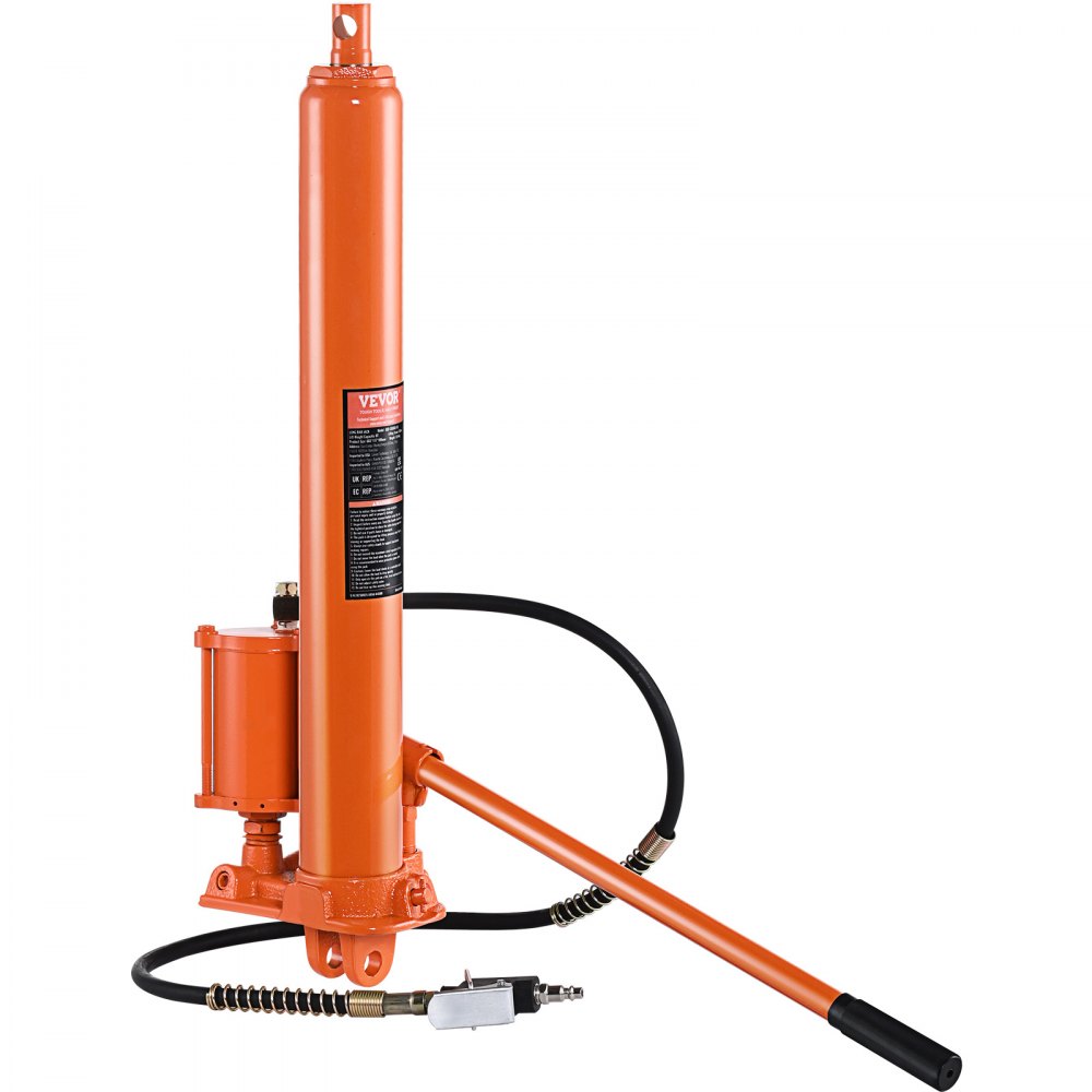 VEVOR Hydraulic Long Ram Jack, 8 Ton Engine Hoist Cylinder with Air Pump and Single Piston Pump, Hydraulic Ram Cylinder Clevis Base for Engine Lift Hoists, Garage/Shop Cranes, Mechanical, Farm 