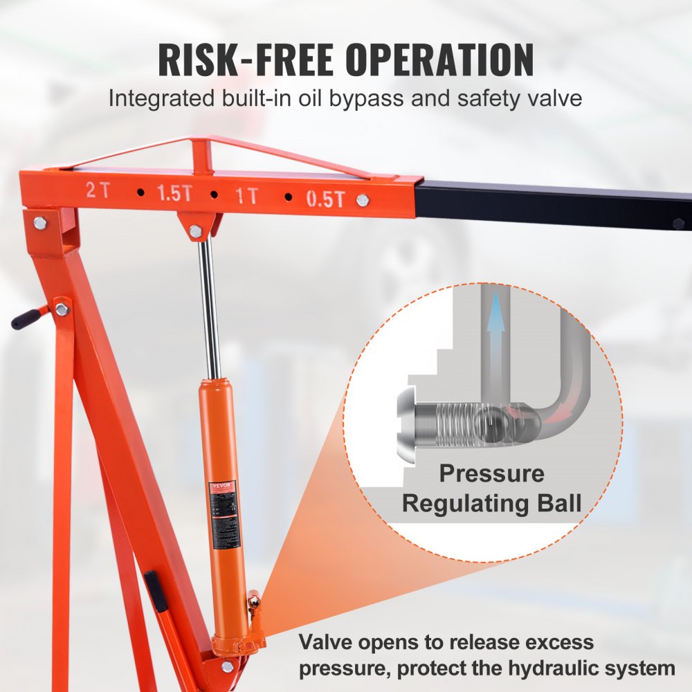 VEVOR Hydraulic Long Ram Jack, 8 Ton Engine Hoist Cylinder with Single Piston Pump And Clevis Base, Hydraulic Ram Cylinder for Engine Lift Hoists, Hydraulic Garage/Shop Cranes, Mechanical, Farm 
