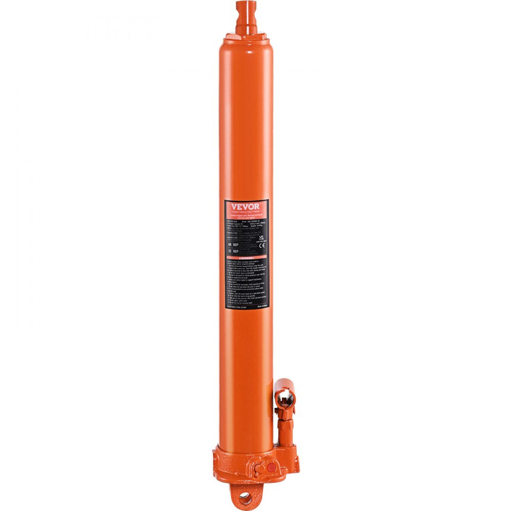 VEVOR Hydraulic Long Ram Jack, 8 Ton Engine Hoist Cylinder with Single Piston Pump And Clevis Base, Hydraulic Ram Cylinder for Engine Lift Hoists, Hydraulic Garage/Shop Cranes, Mechanical, Farm 