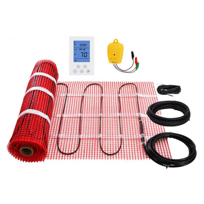 VEVOR Floor Heating Mat, 30 Sq.ft, Electric Radiant In-Floor Heated Warm System with Digital Floor Sensing Thermostat, Includes Installation Monitor, Adhesive Back for Easy Installation on The Floor 