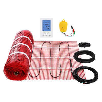 VEVOR Floor Heating Mat, 100 Sq. ft, Electric Radiant In-Floor Heated Warm System with Digital Floor Sensing Thermostat, Includes Installation Monitor, Adhesive Back for Easy Installation on The Floor 