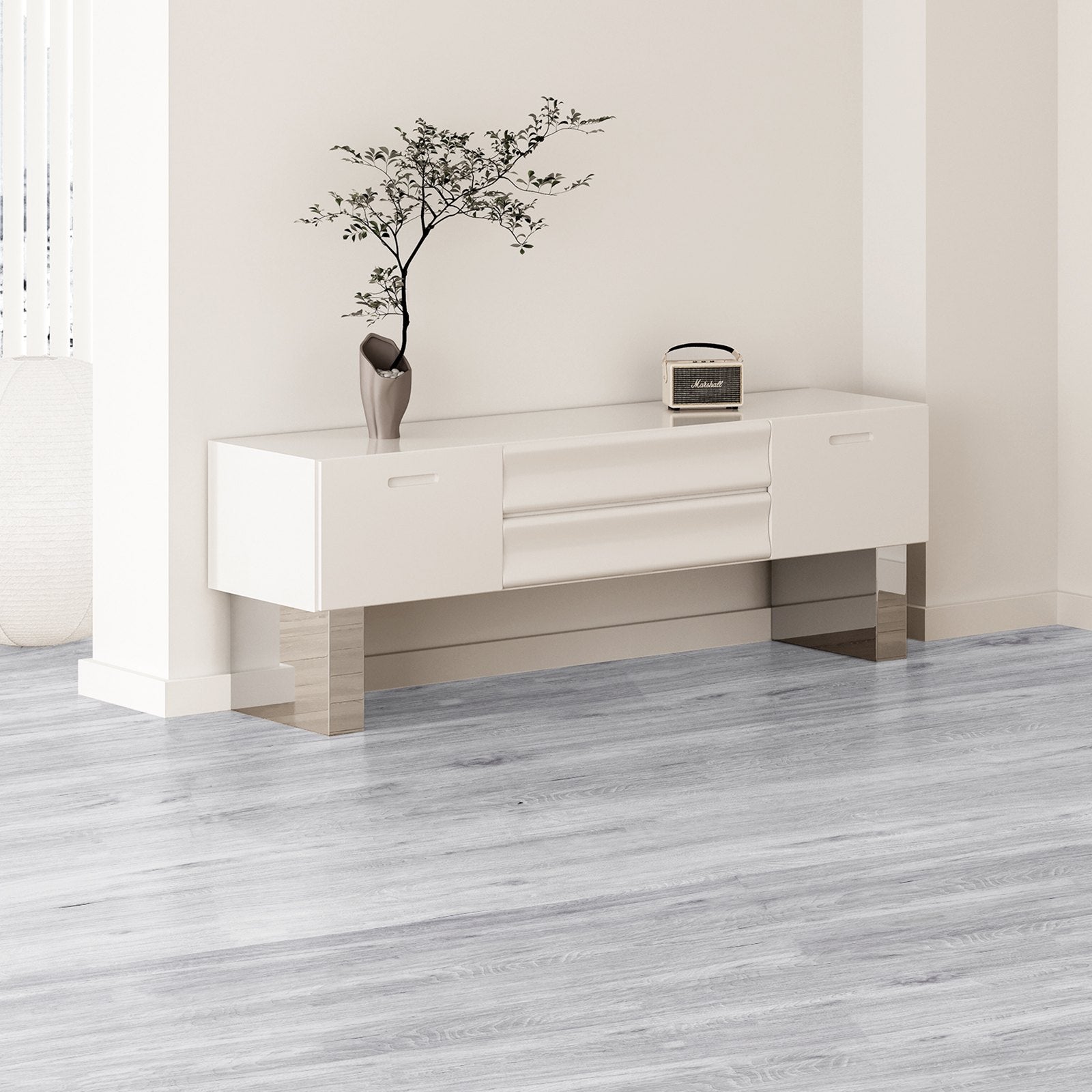 VEVOR Self Adhesive Vinyl Floor Tiles 36 x 6 inch, 20 Tiles 0.62mm Thick Peel & Stick, Light Gray Wood Grain DIY Flooring for Kitchen, Dining Room, Bedrooms & Bathrooms, Easy for Home Decor 