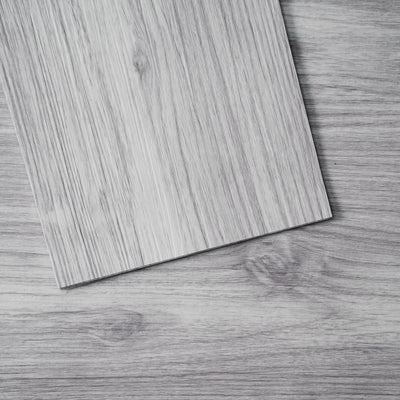 VEVOR Self Adhesive Vinyl Floor Tiles 36 x 6 inch, 20 Tiles 0.62mm Thick Peel & Stick, Light Gray Wood Grain DIY Flooring for Kitchen, Dining Room, Bedrooms & Bathrooms, Easy for Home Decor 