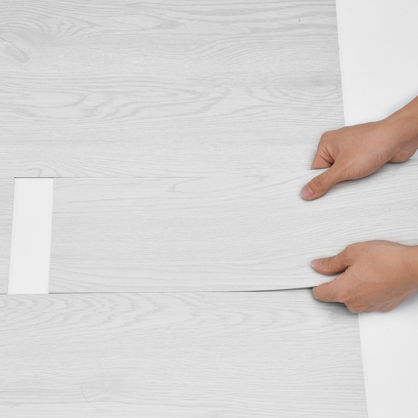 VEVOR Self Adhesive Vinyl Floor Tiles 36 x 6 inch, 36 Tiles 2.5mm Thick Peel & Stick, Light Gray Wood Grain DIY Flooring for Kitchen, Dining Room, Bedrooms & Bathrooms, Easy for Home Decor 