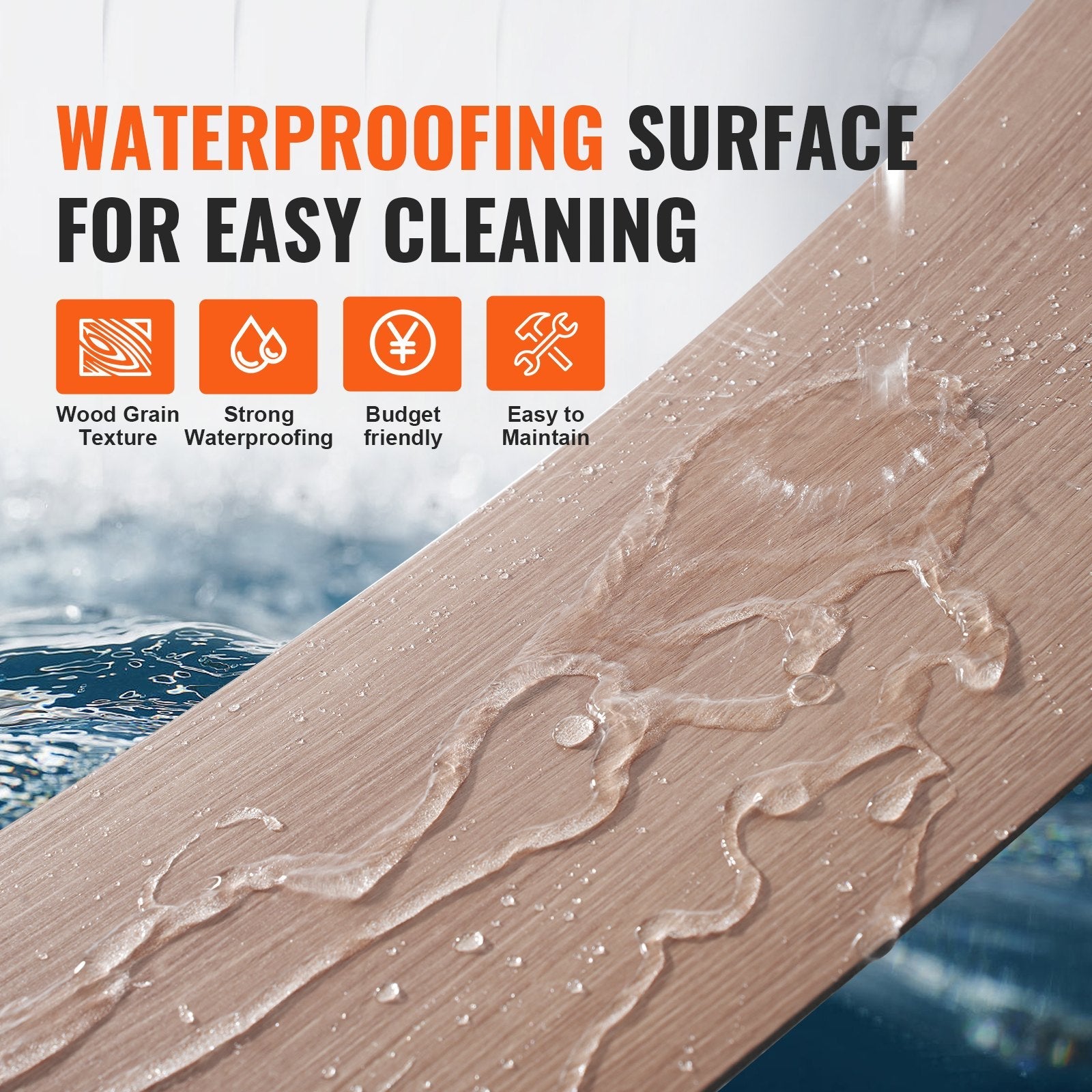 VEVOR Self Adhesive Vinyl Floor Tiles 36 x 6 inch, 36 Tiles 2.5mm Thick Peel & Stick, Natural Wood Grain DIY Flooring for Kitchen, Dining Room, Bedrooms & Bathrooms, Easy for Home Decor 
