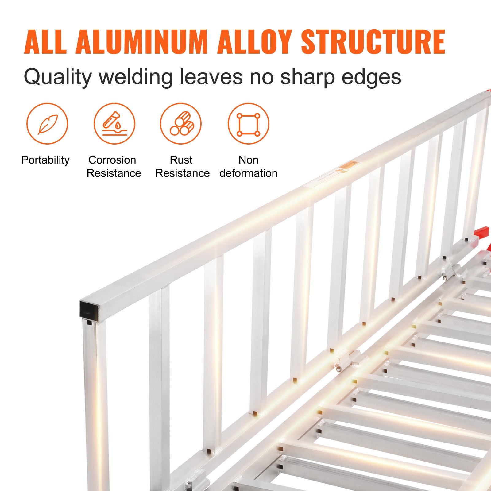 VEVOR Aluminum Ramps, 1500 lbs, Folding Loading Ramp with Load Straps, Tri-Fold Ramp for UTV, ATV, Trucks, Motorcycle, Lawnmower, Snow Blower, 77"L x 54"W, Sliver 