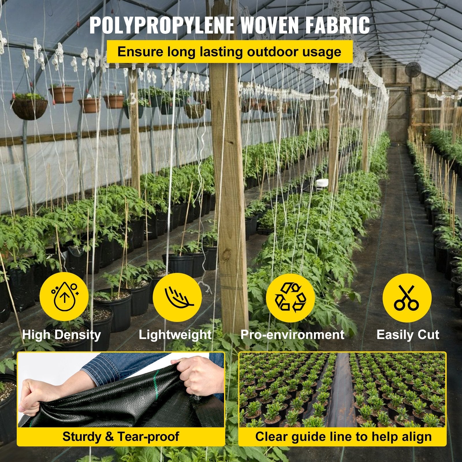 VEVOR Garden Weed Barrier Fabric, 3.24oz Heavy Duty Landscape Fabric, 3x300 ft Weed Block Control for Garden Ground Cover, Woven Geotextile Fabric for Landscaping, Gardening, Underlayment, Black 