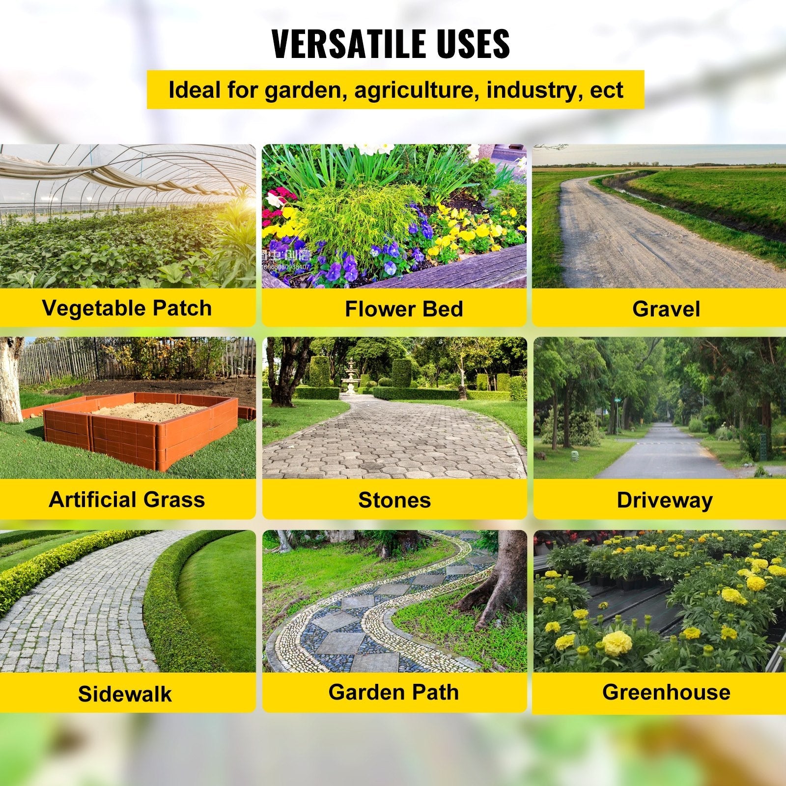 VEVOR Garden Weed Barrier Fabric, 3.24oz Heavy Duty Landscape Fabric, 3x300 ft Weed Block Control for Garden Ground Cover, Woven Geotextile Fabric for Landscaping, Gardening, Underlayment, Black 