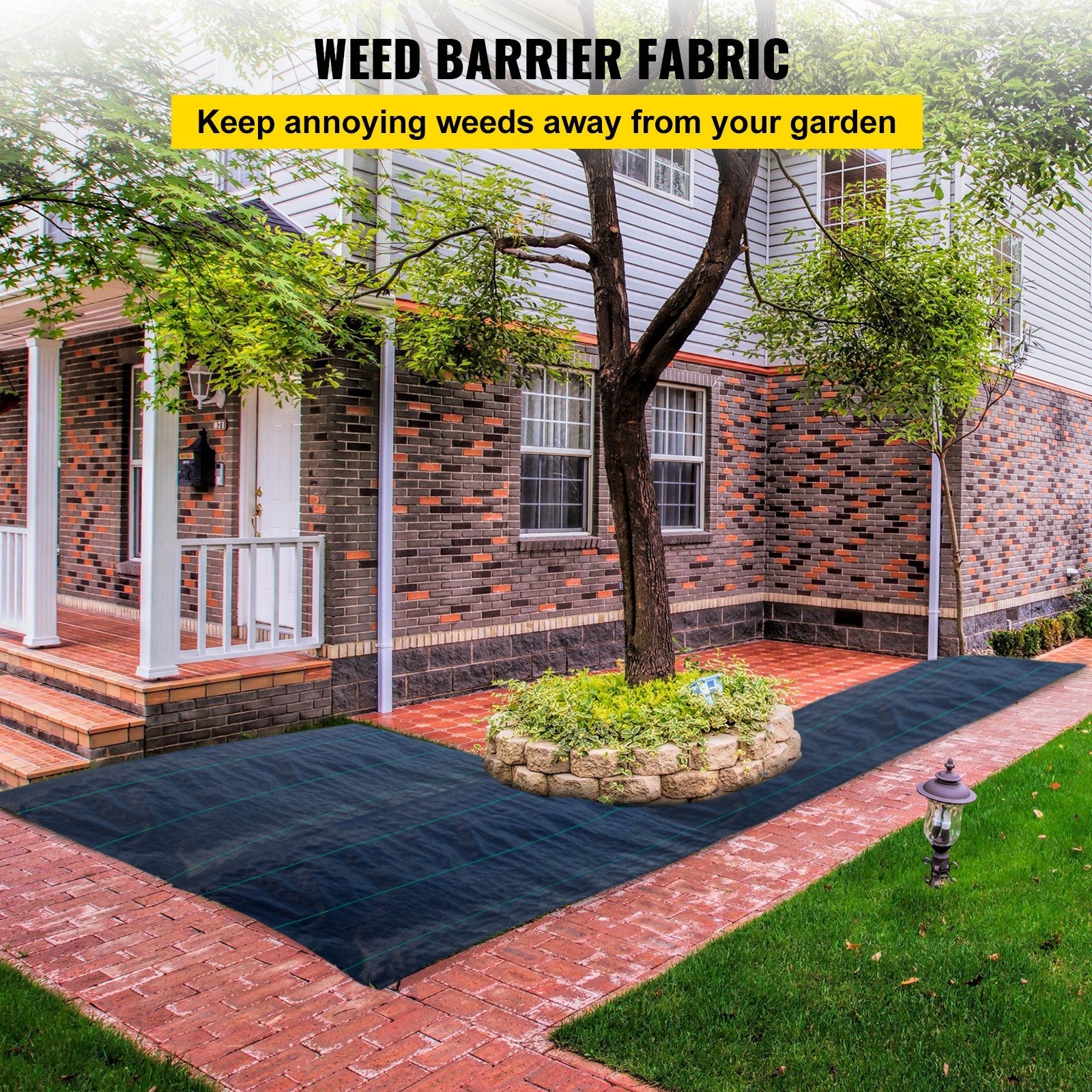 VEVOR 6.5FTx300FT Premium Weed Barrier Fabric Heavy Duty 3.2OZ, Woven Weed Control Fabric, High Permeability Good for Flower Bed, Geotextile Fabric for Underlayment, Polyethylene Ground Cover 