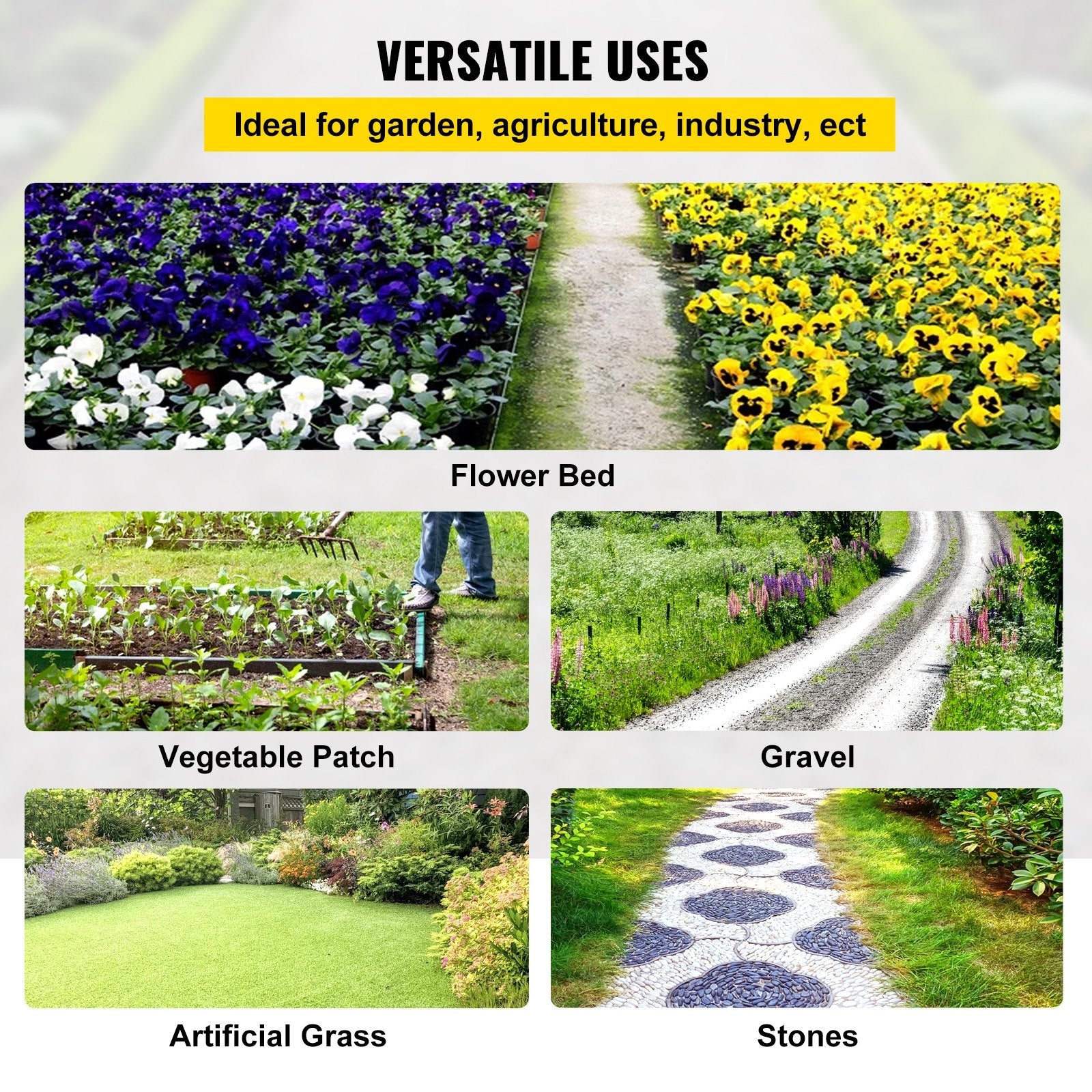 VEVOR 6.5FTx300FT Premium Weed Barrier Fabric Heavy Duty 3.2OZ, Woven Weed Control Fabric, High Permeability Good for Flower Bed, Geotextile Fabric for Underlayment, Polyethylene Ground Cover 
