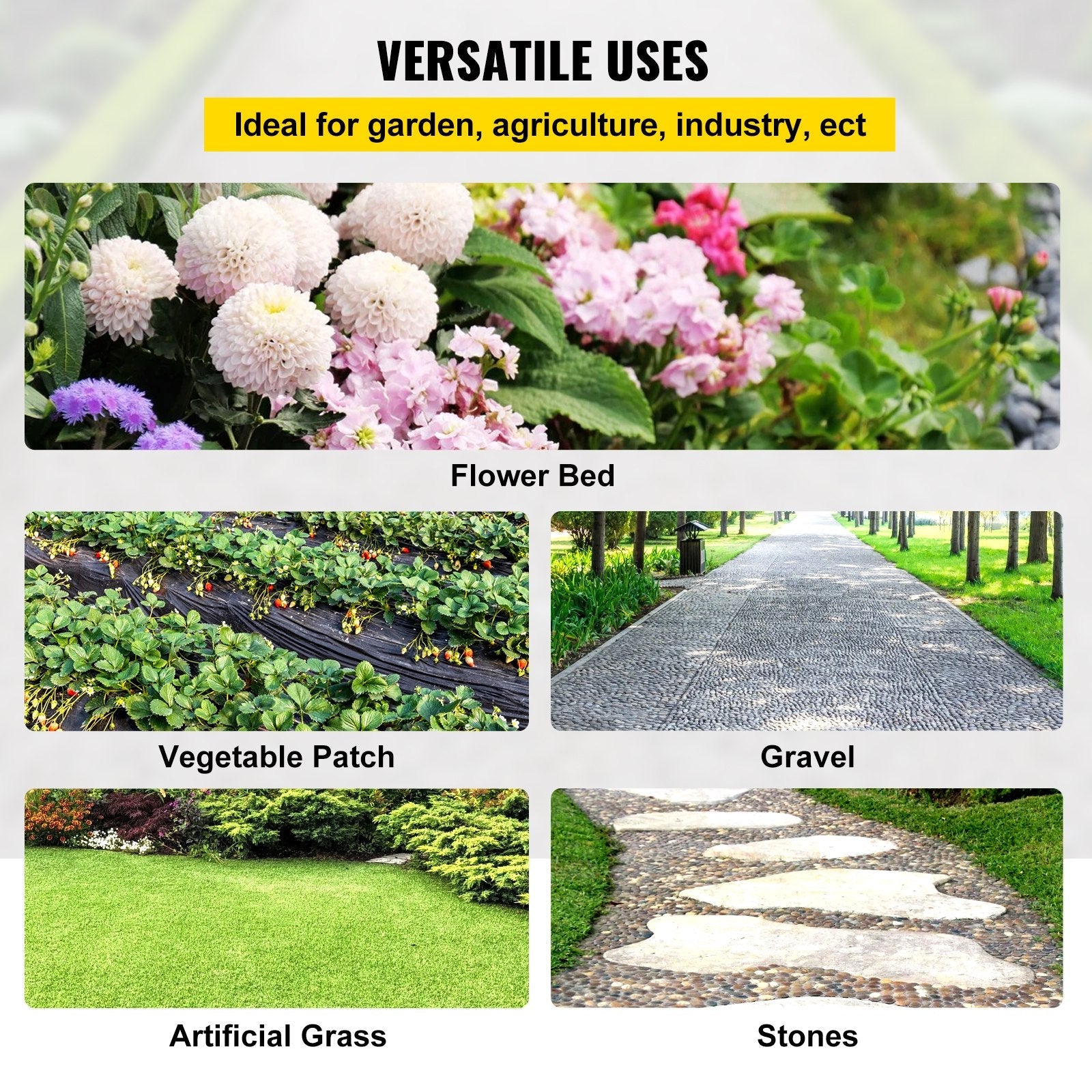 VEVOR 6FTx300FT Premium Weed Barrier Fabric Heavy Duty 3.2OZ, Woven Weed Control Fabric, High Permeability Good for Flower Bed, Geotextile Fabric for Underlayment, Polyethylene Ground Cover 