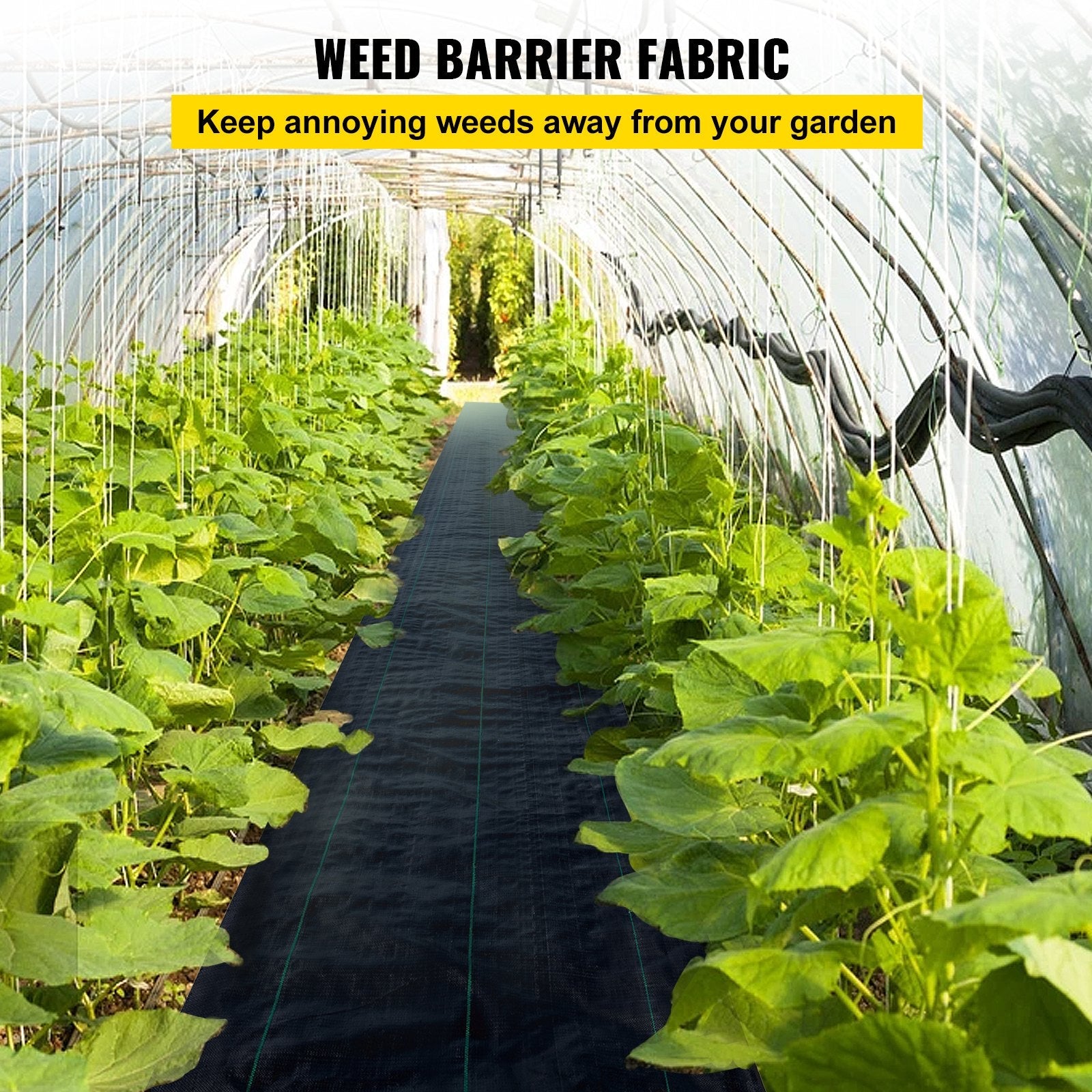VEVOR 6FTx300FT Premium Weed Barrier Fabric Heavy Duty 1.5OZ, Woven Weed Control Fabric, High Permeability Good for Flower Bed, Geotextile Fabric for Underlayment, Polyethylene Ground Cover 