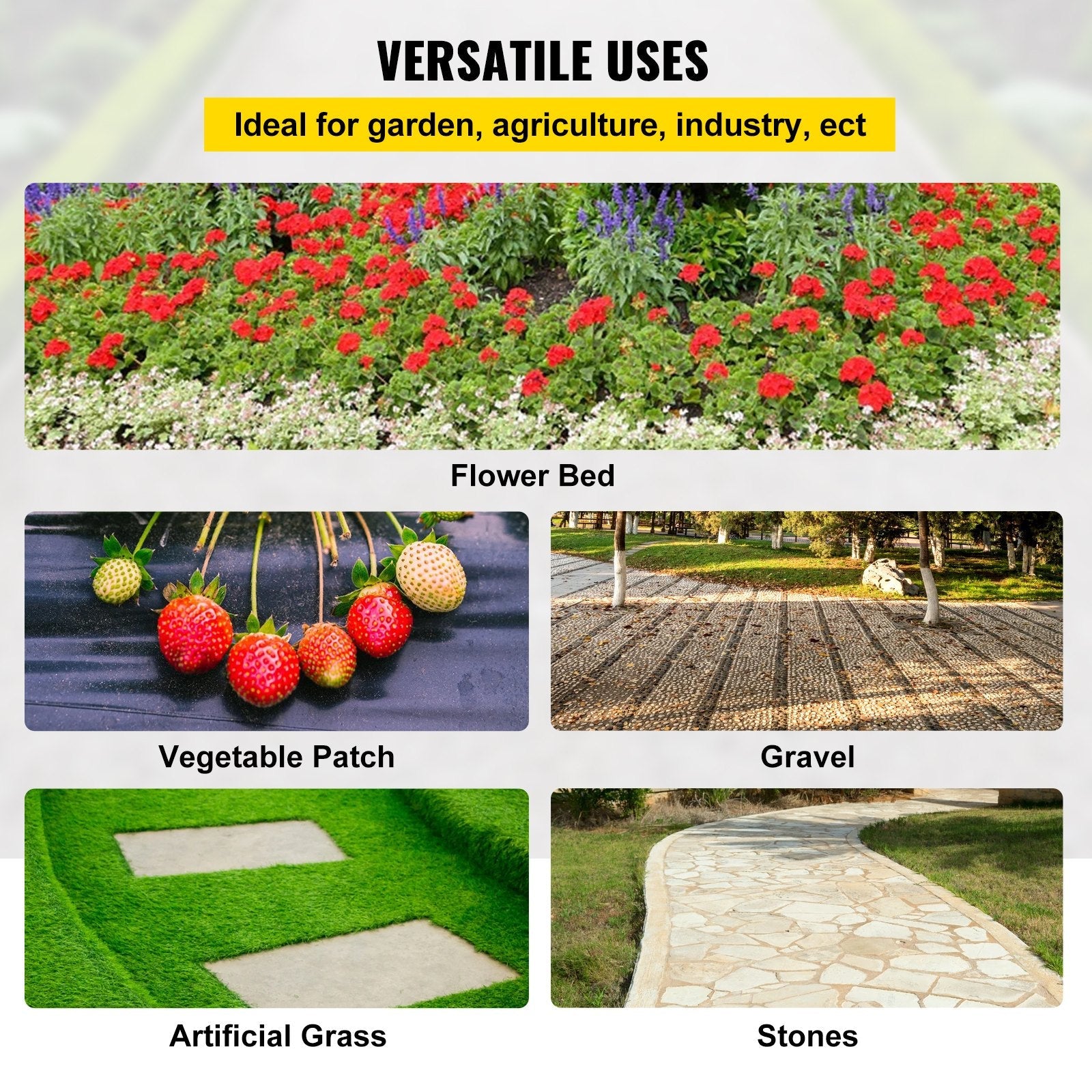 VEVOR 6FTx300FT Premium Weed Barrier Fabric Heavy Duty 1.5OZ, Woven Weed Control Fabric, High Permeability Good for Flower Bed, Geotextile Fabric for Underlayment, Polyethylene Ground Cover 