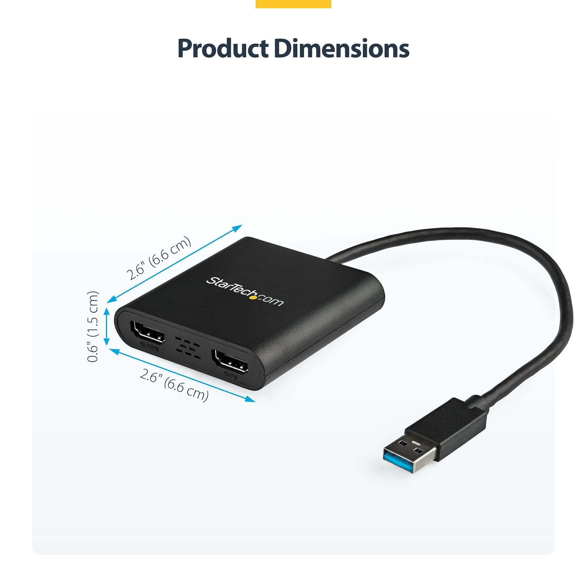USB 3.0 to Dual HDMI Adapter, USB to 2x HDMI Monitor Converter for Windows (no support for macOS/ChromeOS/Linux) - TAA 