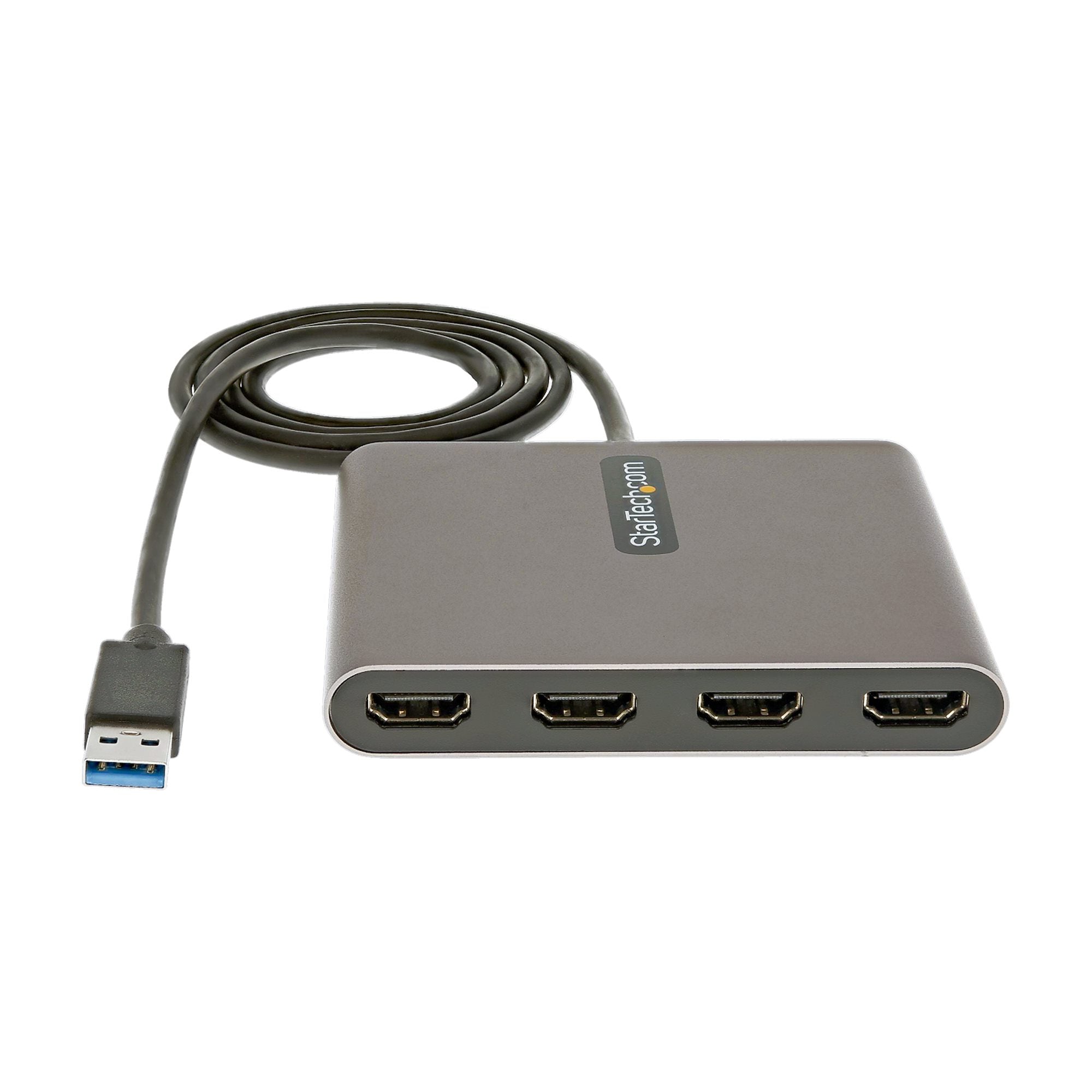 USB 3.0 to Quad HDMI Adapter, USB to 4x HDMI Monitor Converter for Windows (no support for macOS/ChromeOS/Linux) - TAA 