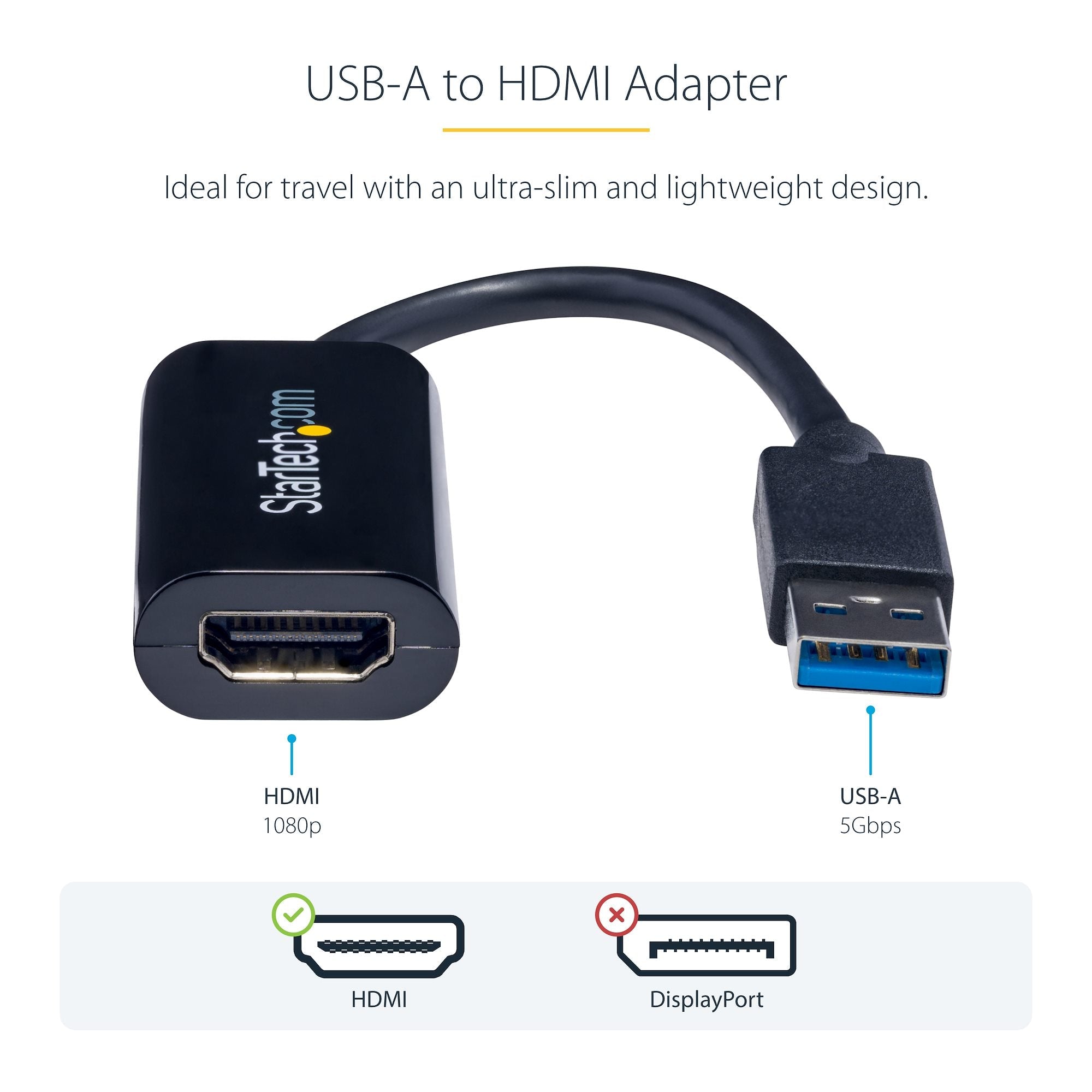 USB 3.0 to HDMI Adapter, USB to HDMI Monitor Converter for Windows, 1080P (no support for macOS/ChromeOS/Linux) - TAA 
