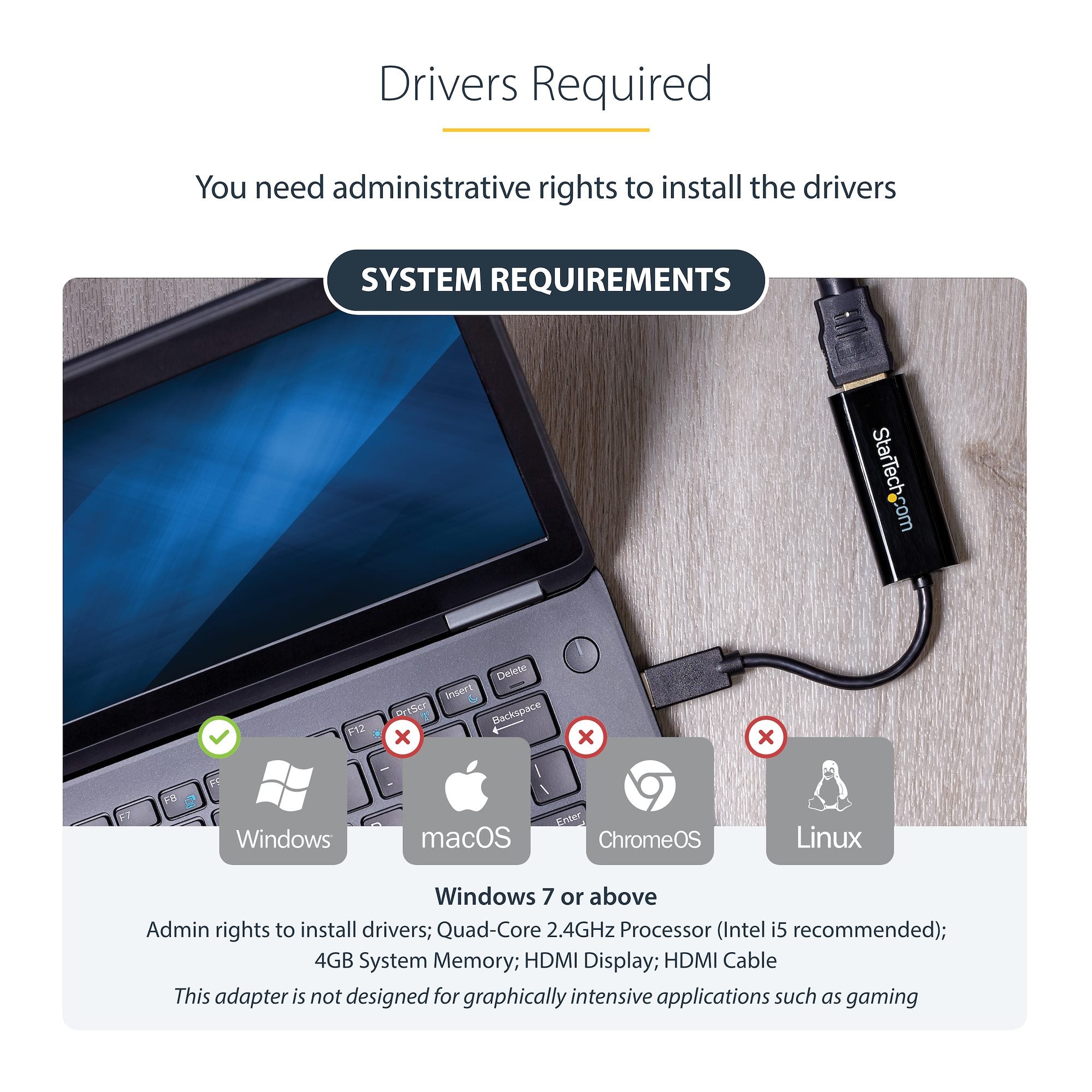 USB 3.0 to HDMI Adapter, USB to HDMI Monitor Converter for Windows, 1080P (no support for macOS/ChromeOS/Linux) - TAA 