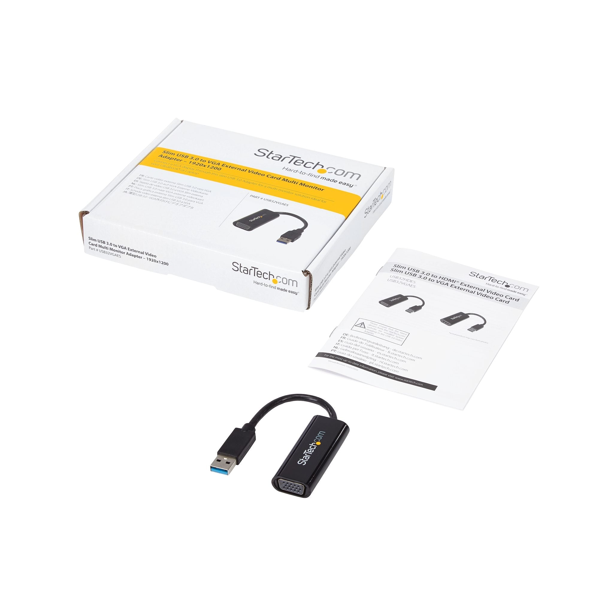 USB 3.0 to VGA Adapter, USB to VGA Monitor Converter for Windows, Slim (no support for macOS/ChromeOS/Linux) - TAA 