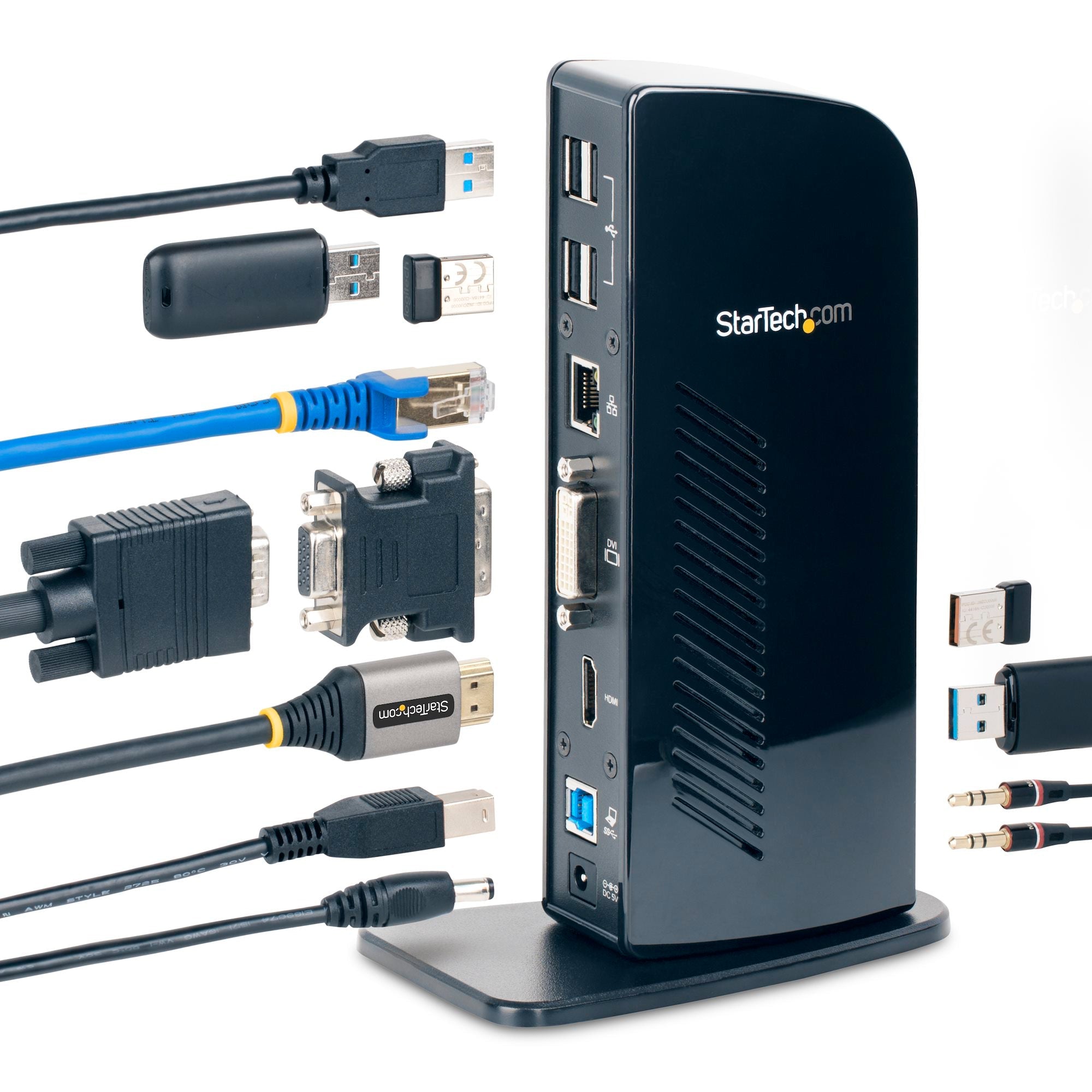 Dual Monitor USB 3.0 Laptop Docking Station with HDMI & DVI/VGA, 6x USB-A Hub, GbE, Audio, Universal Type-A Dock - Windows/macOS/ChromeOS - TAA 