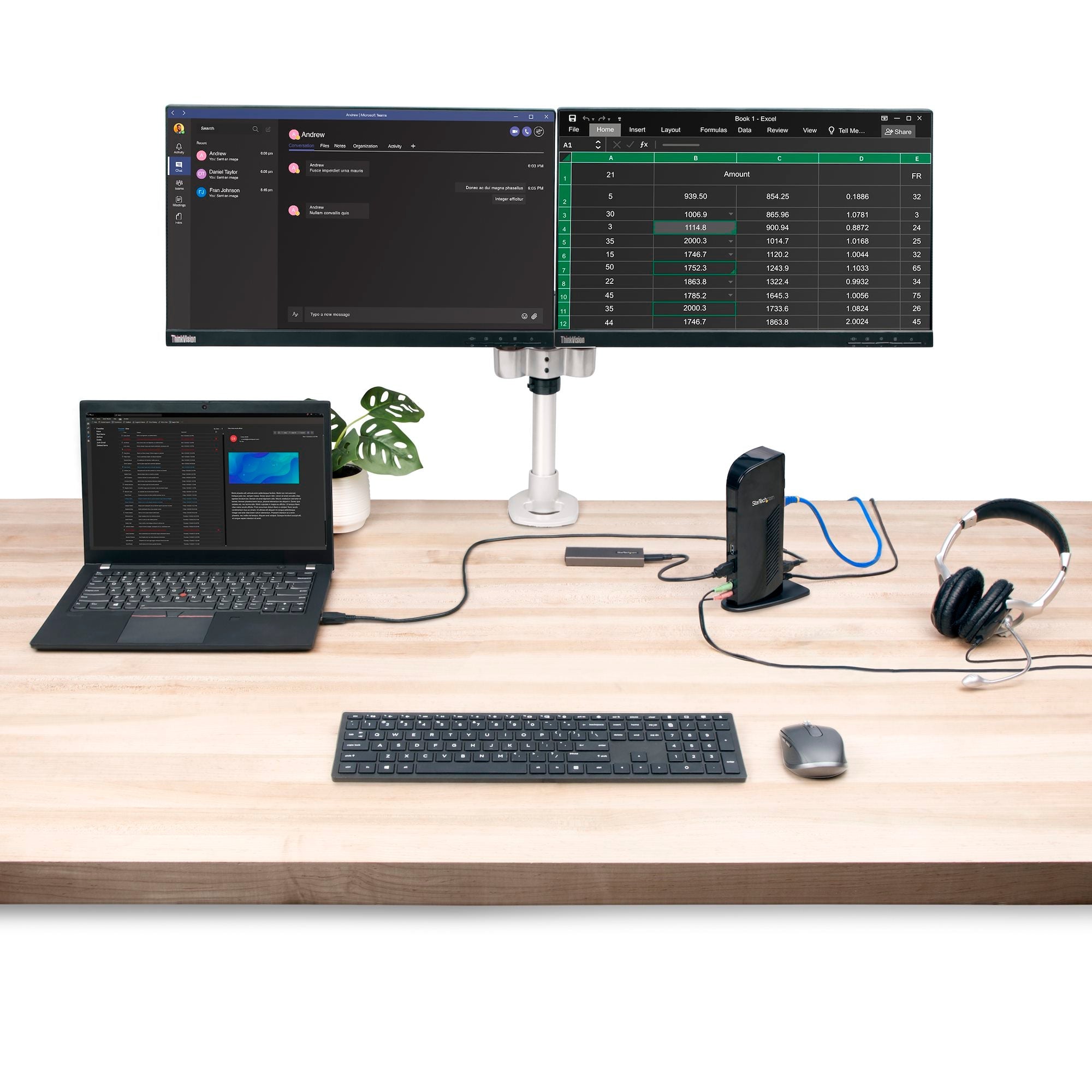 Dual Monitor USB 3.0 Laptop Docking Station with HDMI & DVI/VGA, 6x USB-A Hub, GbE, Audio, Universal Type-A Dock - Windows/macOS/ChromeOS - TAA 