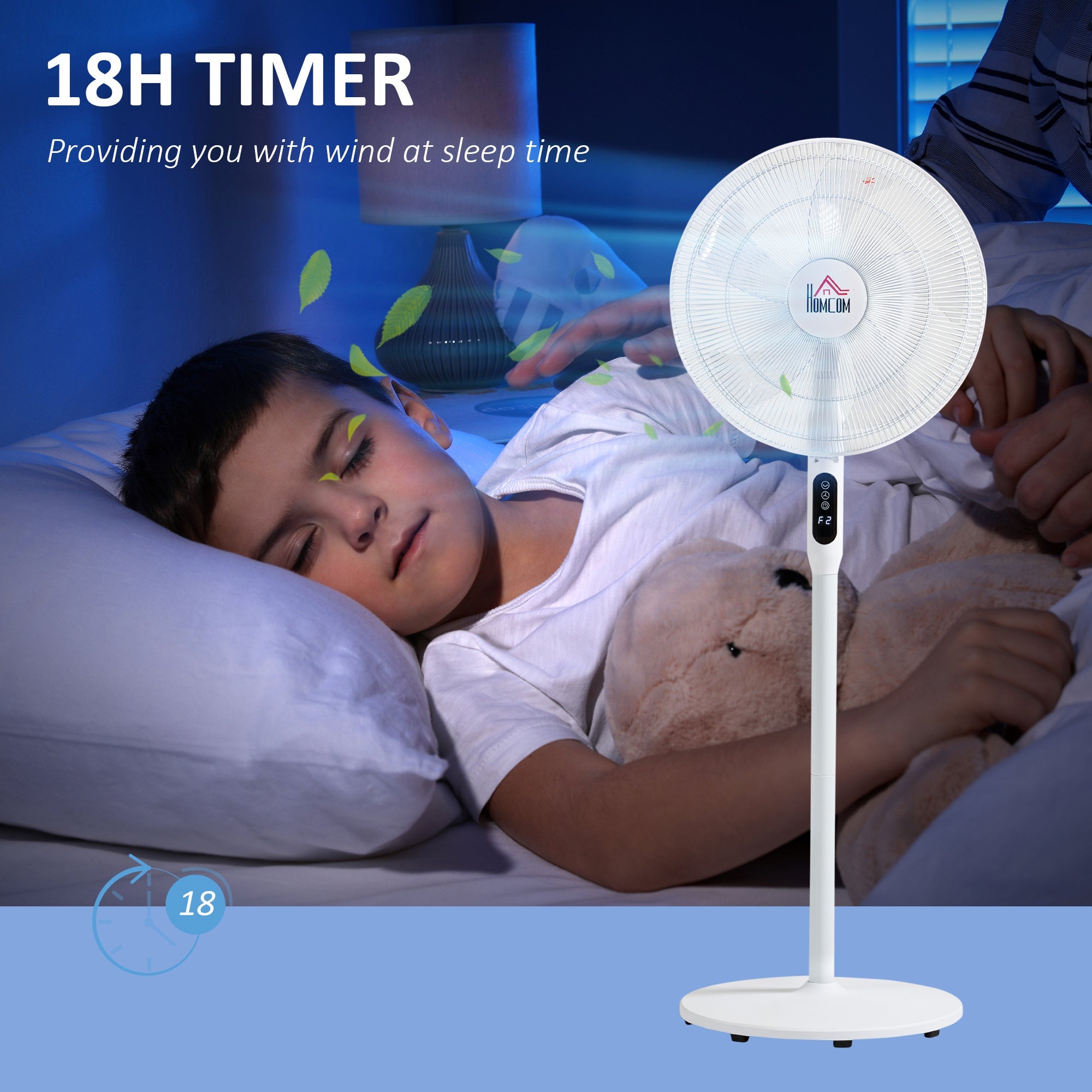 HOMCOM Oscillating Standup Fan with Remote LED Display Cooling Device for Home Office White 