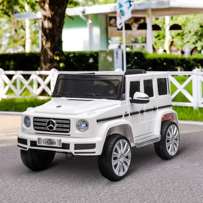 Aosom Mercedes Benz G500 Licensed 12V Kids Ride on Car with Remote Control, Music, Lights, MP3 for 37-96 months, White