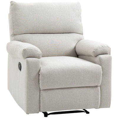 HOMCOM Recliner Sofa Manual Reclining Chair with Footrest Padded Seat for Living Room, Bedroom, Study, Cream White 