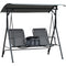 Outsunny 2-Person Patio Swing Chair Covered Porch Swing with Pivot Storage Table, Cup Holder, & Adjustable Overhead Canopy, Grey