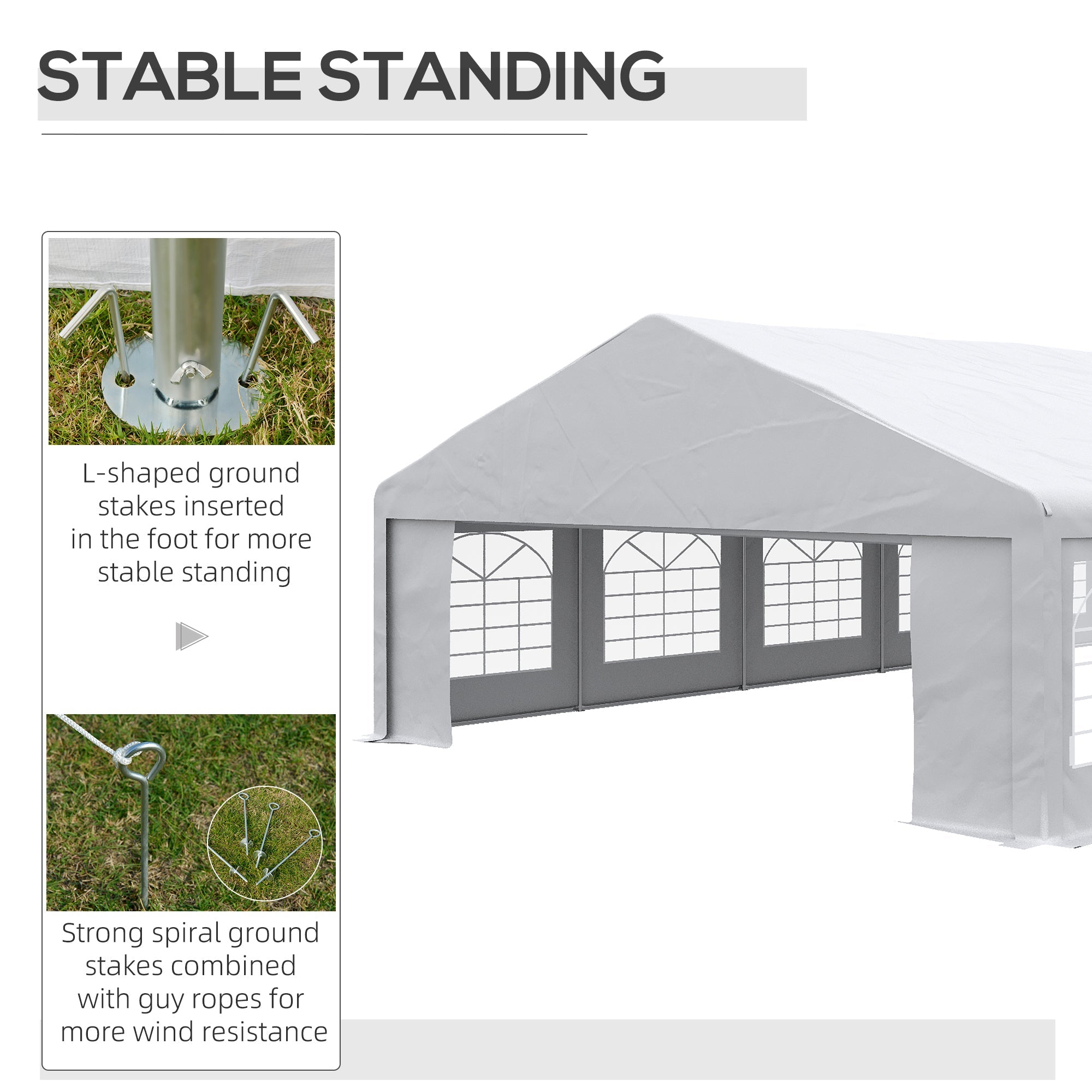 Outsunny 23' x 39' Party Tent, Heavy Duty Outdoor Canopy Tent Shelter with 2 Doors and 12 Windows for Parties, Events, White 