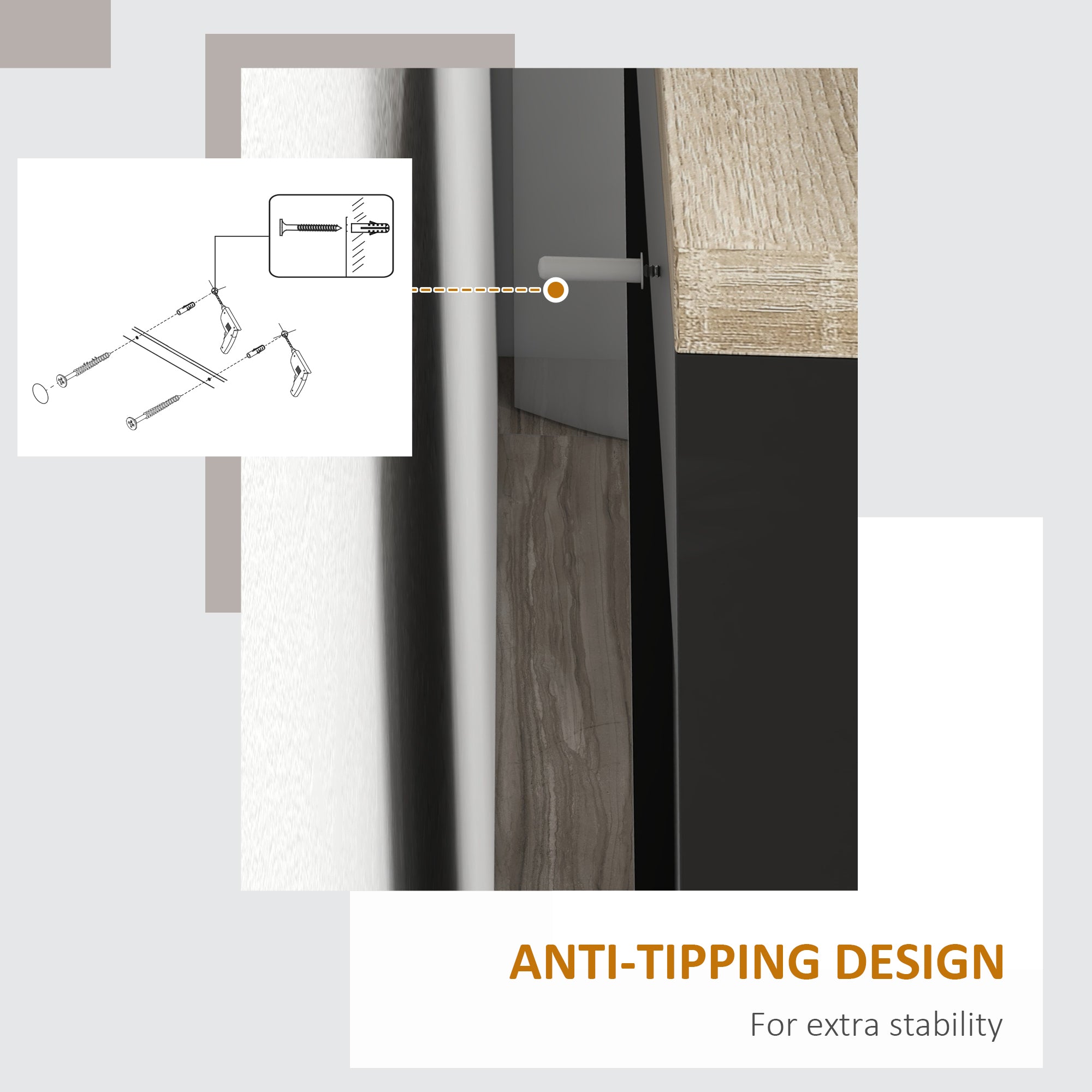 HOMCOM Modern Storage Cabinet with Doors and Adjustable Shelf for Kitchen, Living room, 23.6" x 11.8" x 35.4", Black 