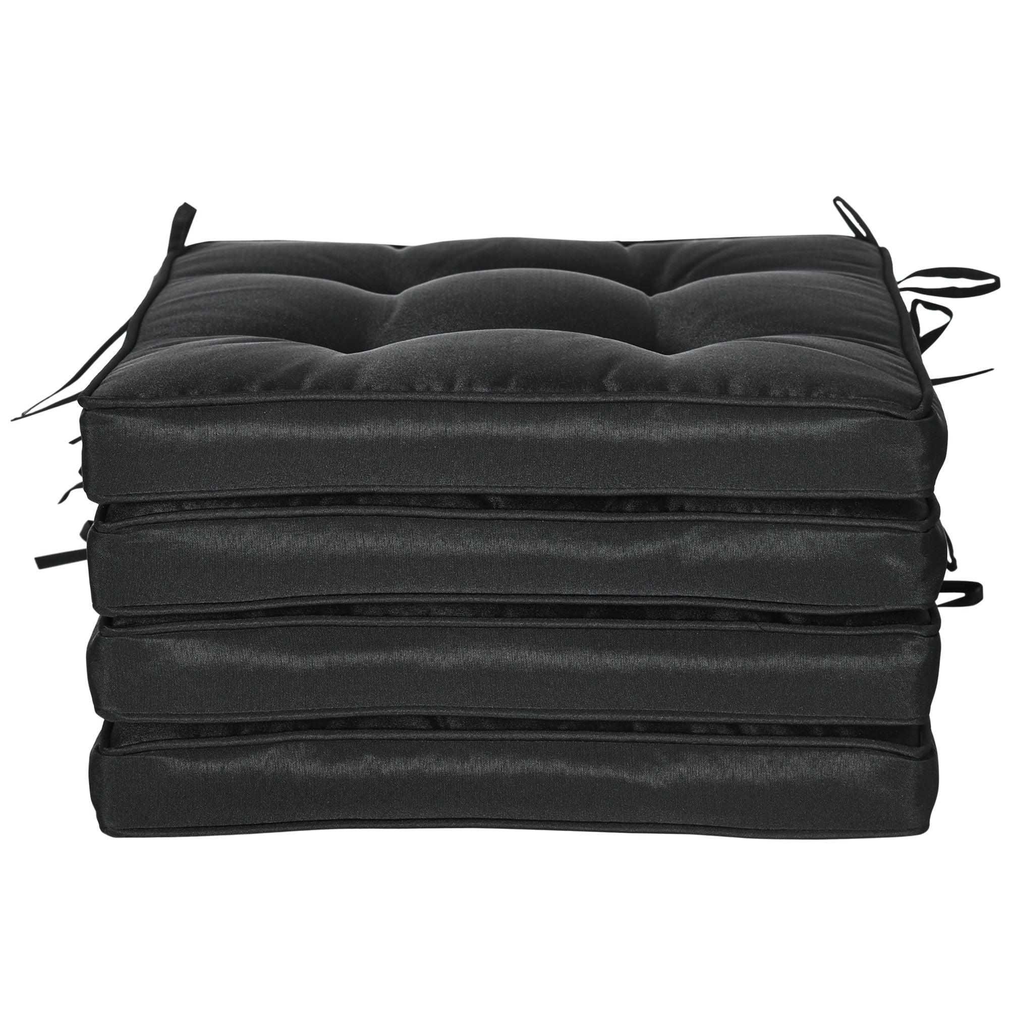 Outsunny 4-Piece Replacement Cushions for Rattan Furniture Outdoor Patio Seat Pad Set Black 